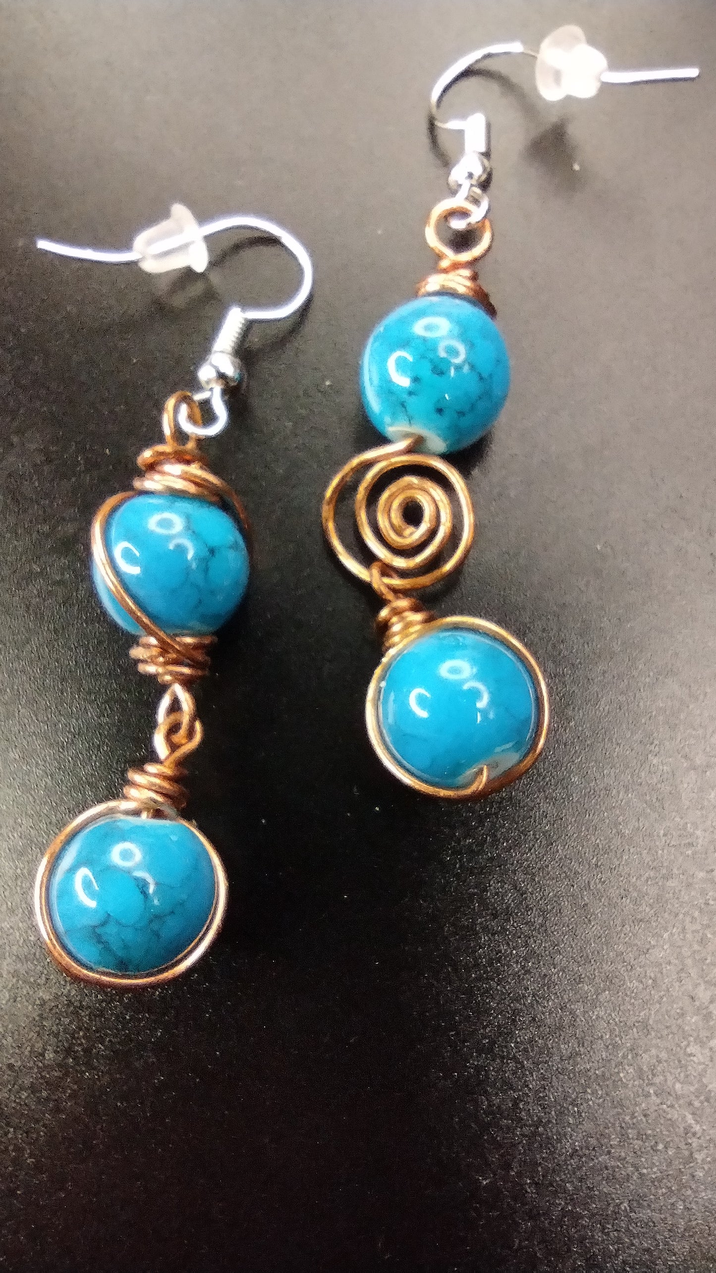 Copper & Teal Twisted Sister Earrings Pretty Pineapple Bead Pretty Pineapple Bead
