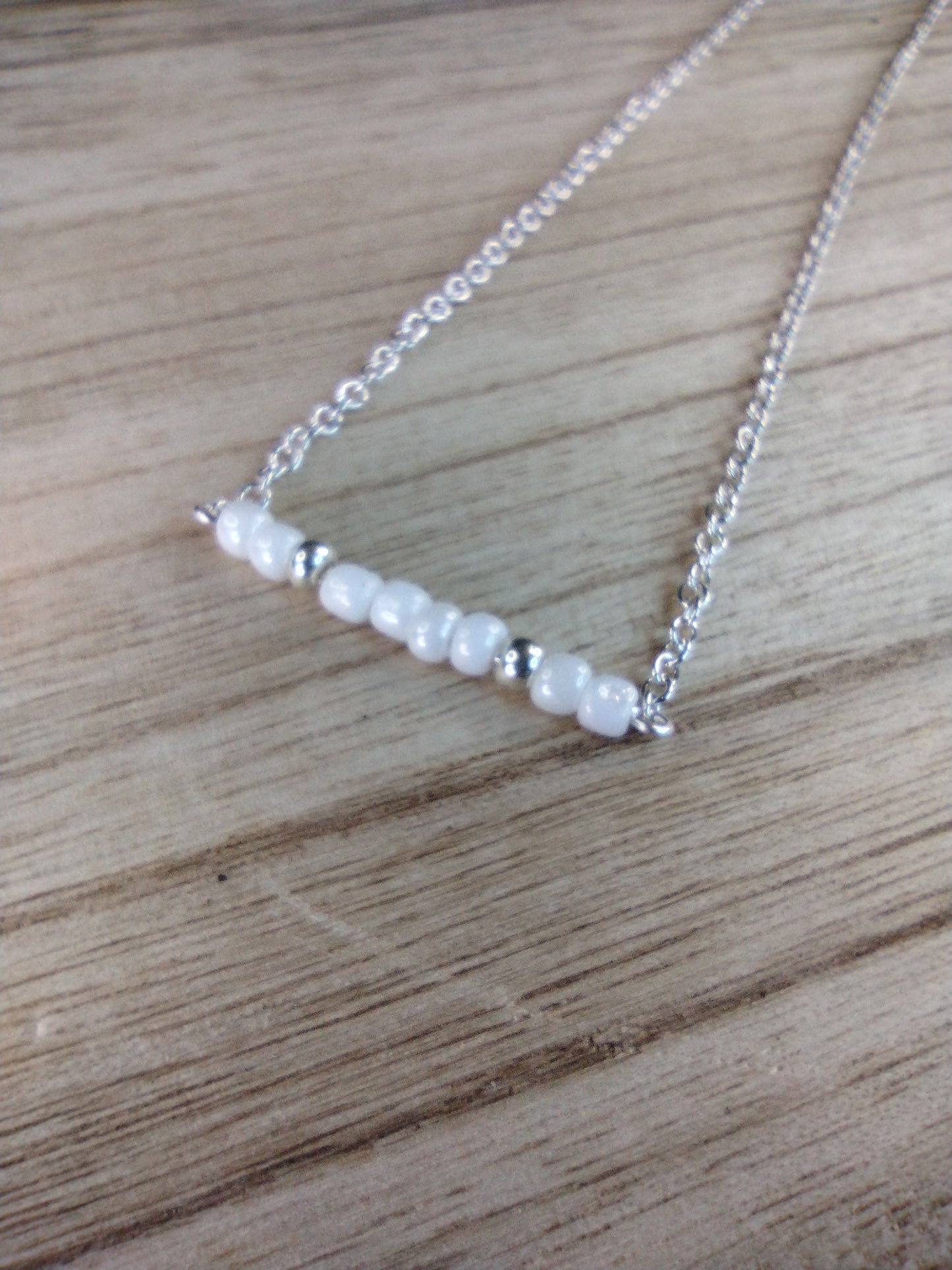White Seed Bead Bar Necklace Pretty Pineapple Bead Pretty Pineapple Bead