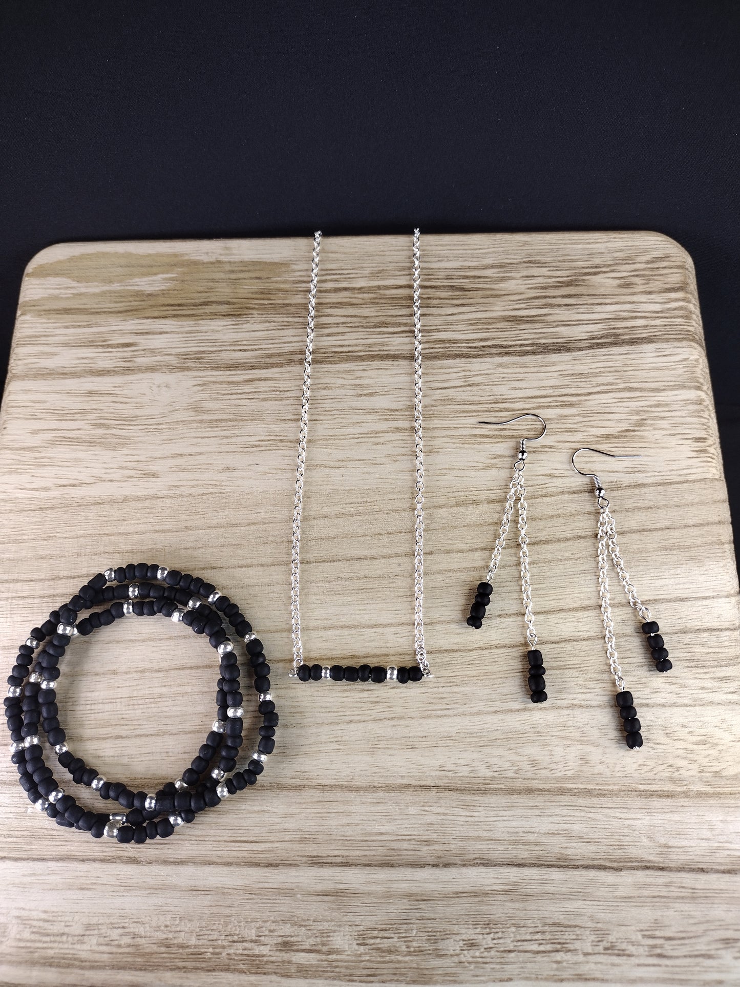 Black Seed Bead & Chain Drop Earrings Pretty Pineapple Bead Pretty Pineapple Bead