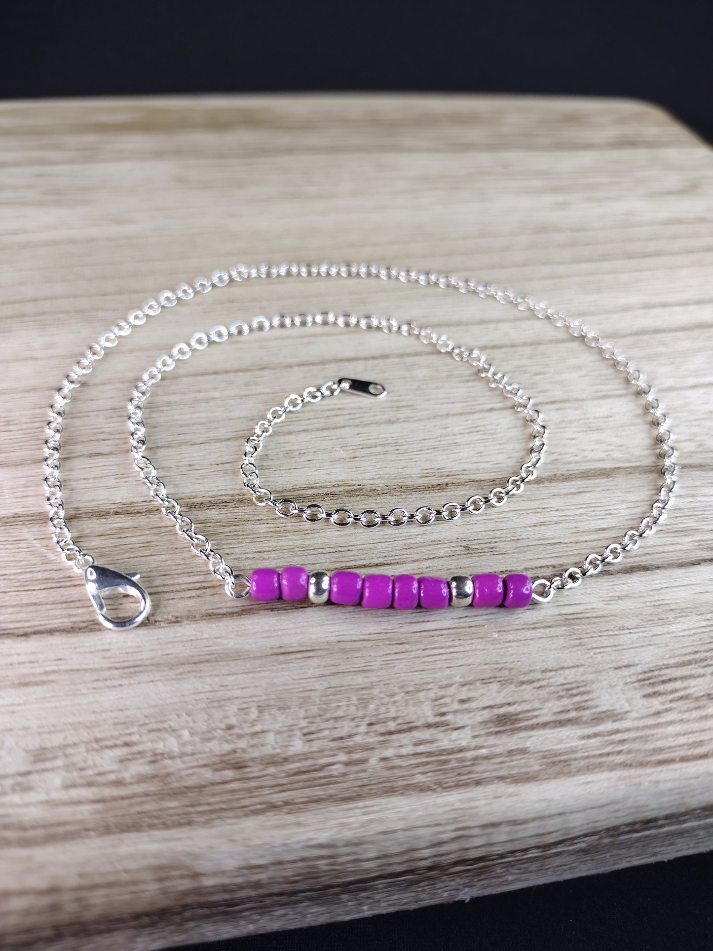 Magenta Seed Bead Bar Necklace Pretty Pineapple Bead Pretty Pineapple Bead