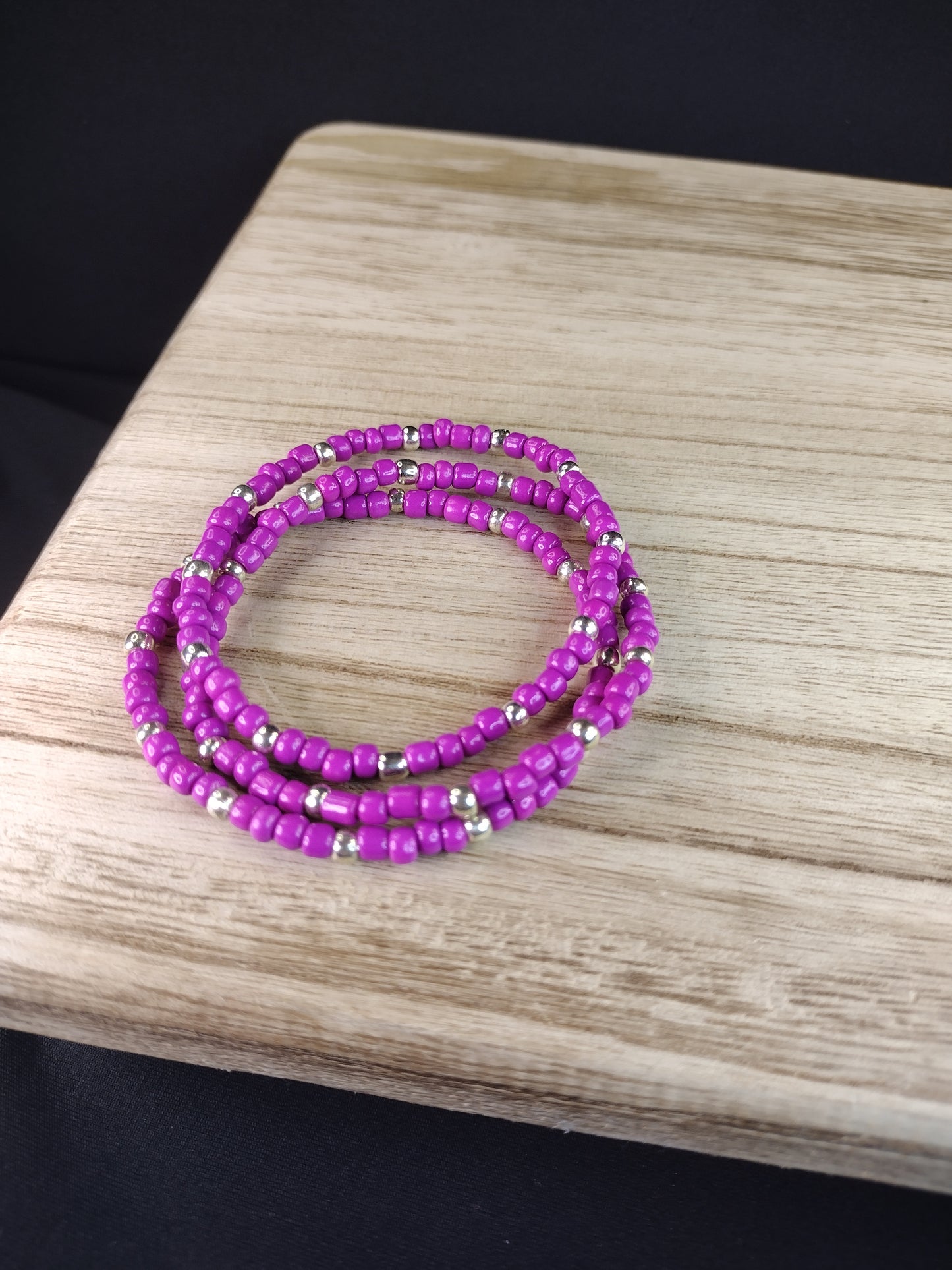 Magenta Seed Bead Bracelet Pretty Pineapple Bead Pretty Pineapple Bead