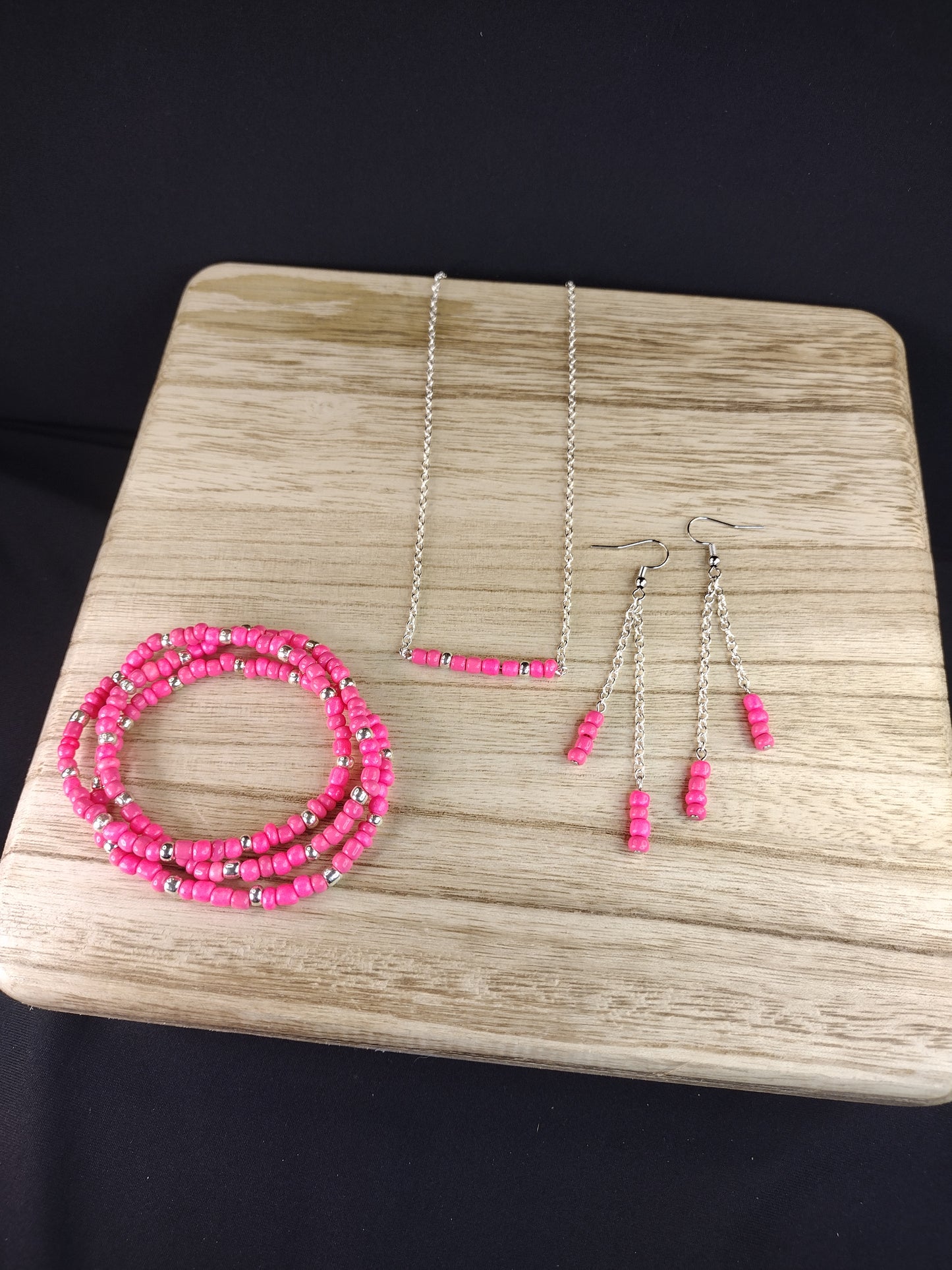 Coral Seed Bead & Chain Drop Earrings Pretty Pineapple Bead Pretty Pineapple Bead