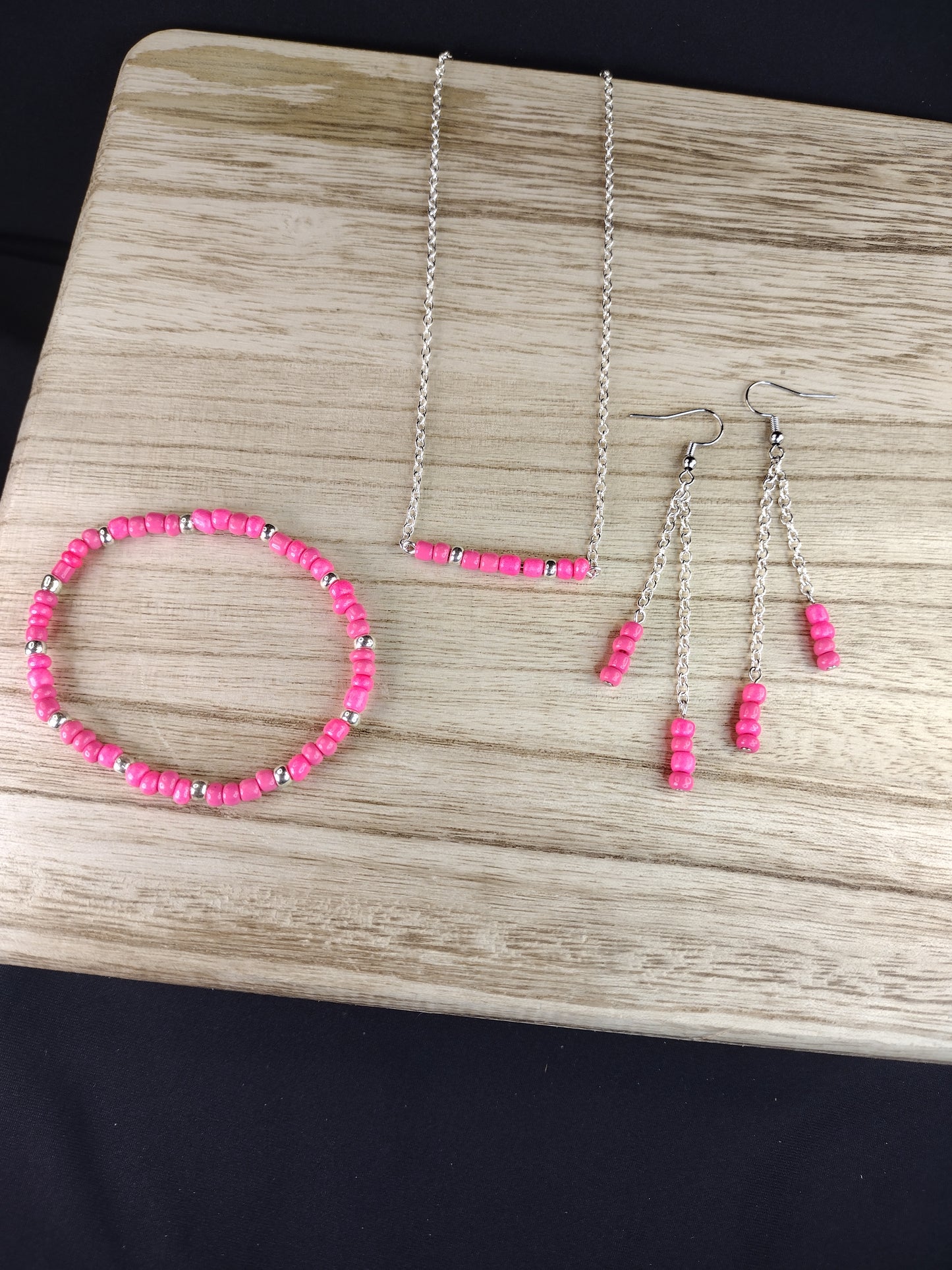 Coral Seed Bead & Chain Drop Earrings Pretty Pineapple Bead Pretty Pineapple Bead