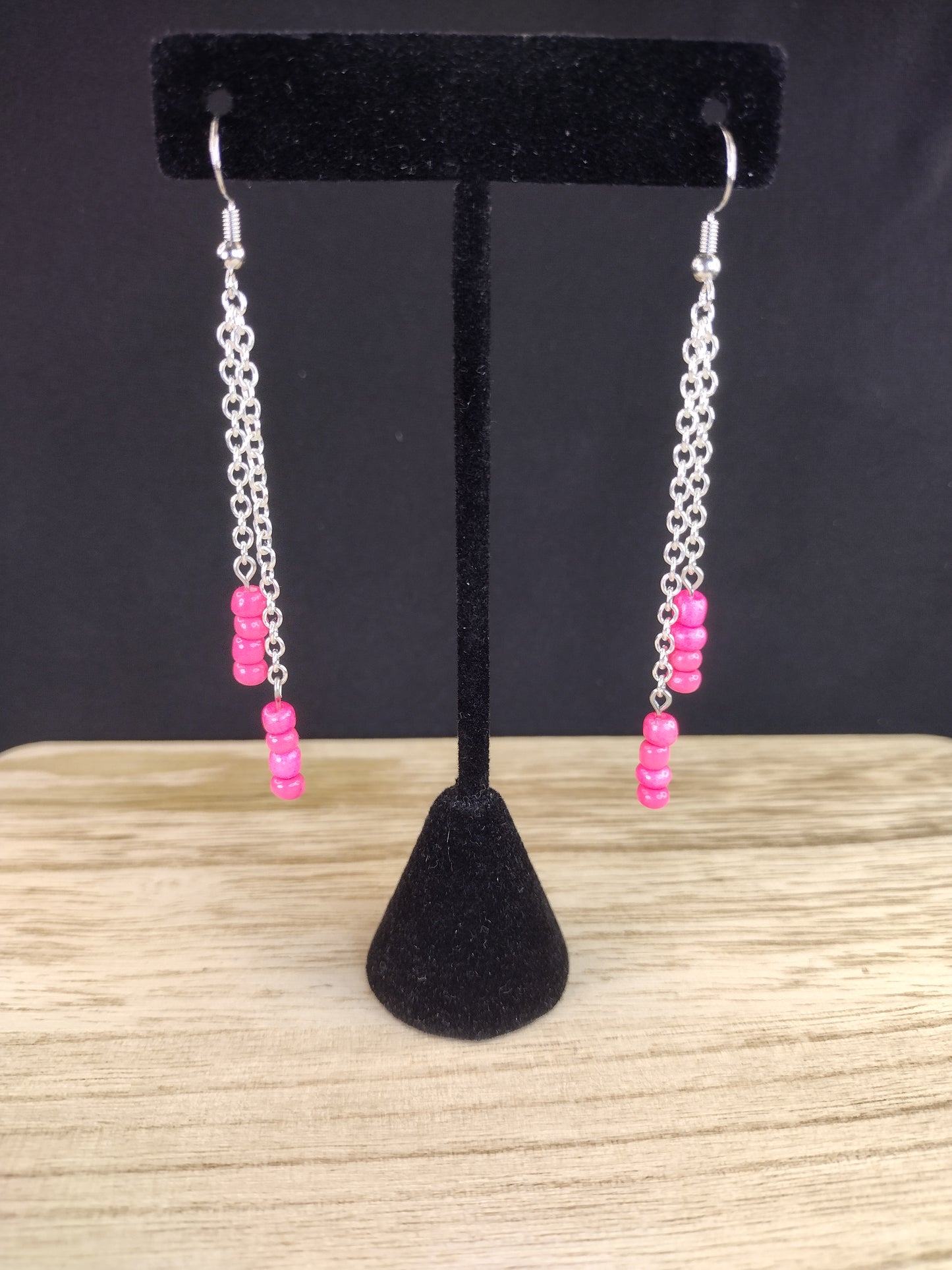 Coral Seed Bead & Chain Drop Earrings Pretty Pineapple Bead Pretty Pineapple Bead