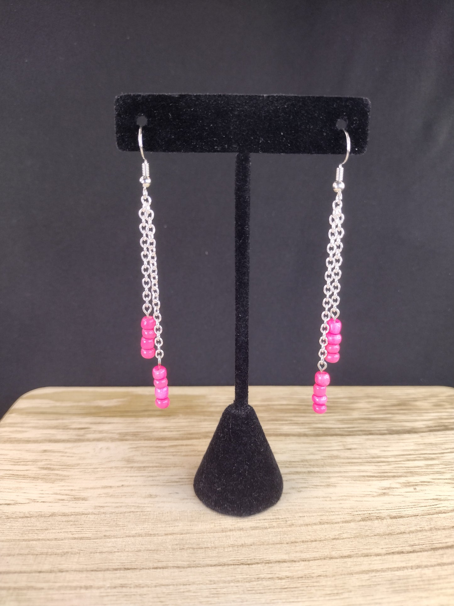 Coral Seed Bead & Chain Drop Earrings Pretty Pineapple Bead Pretty Pineapple Bead