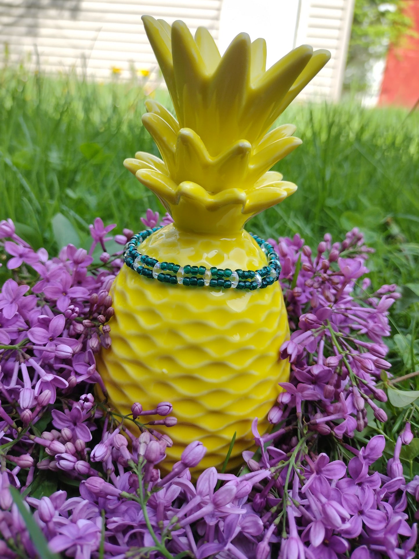 Teal Crystal Bracelet Pretty Pineapple Bead Pretty Pineapple Bead