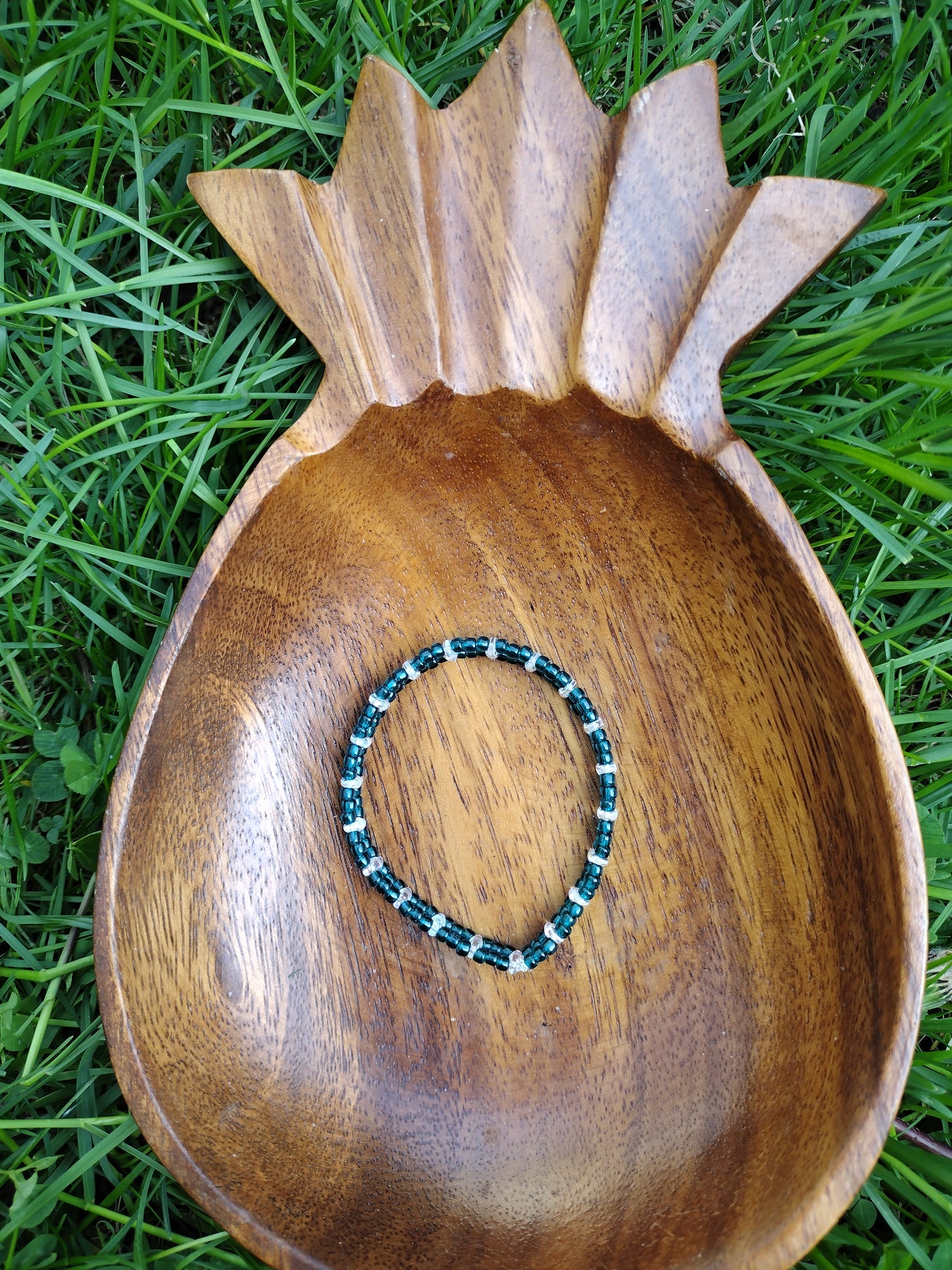 Teal Crystal Bracelet Pretty Pineapple Bead Pretty Pineapple Bead