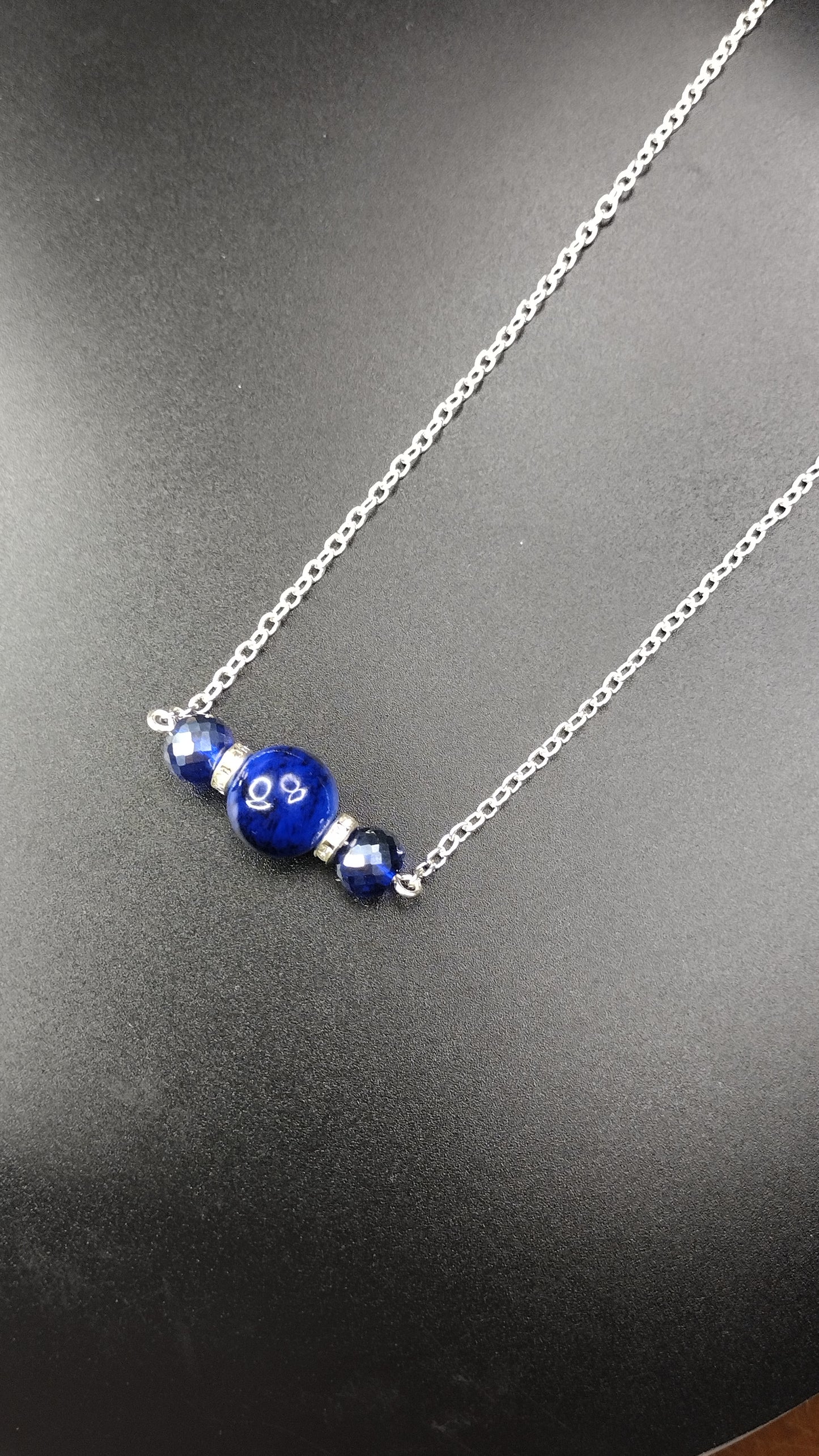 Blue Crystal Bar Necklace Pretty Pineapple Bead Pretty Pineapple Bead