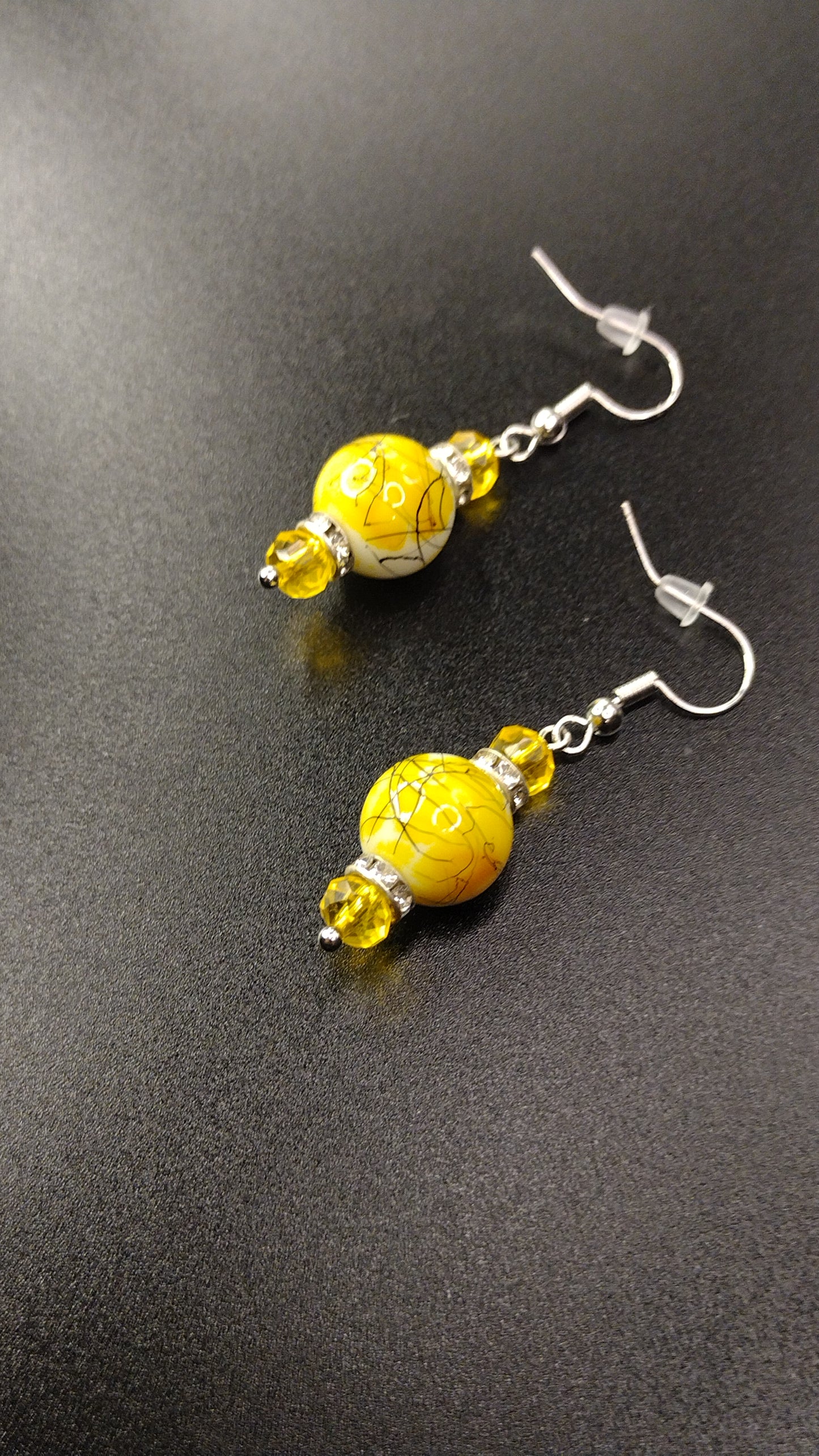 Yellow Crystal Bar Earrings Pretty Pineapple Bead Pretty Pineapple Bead