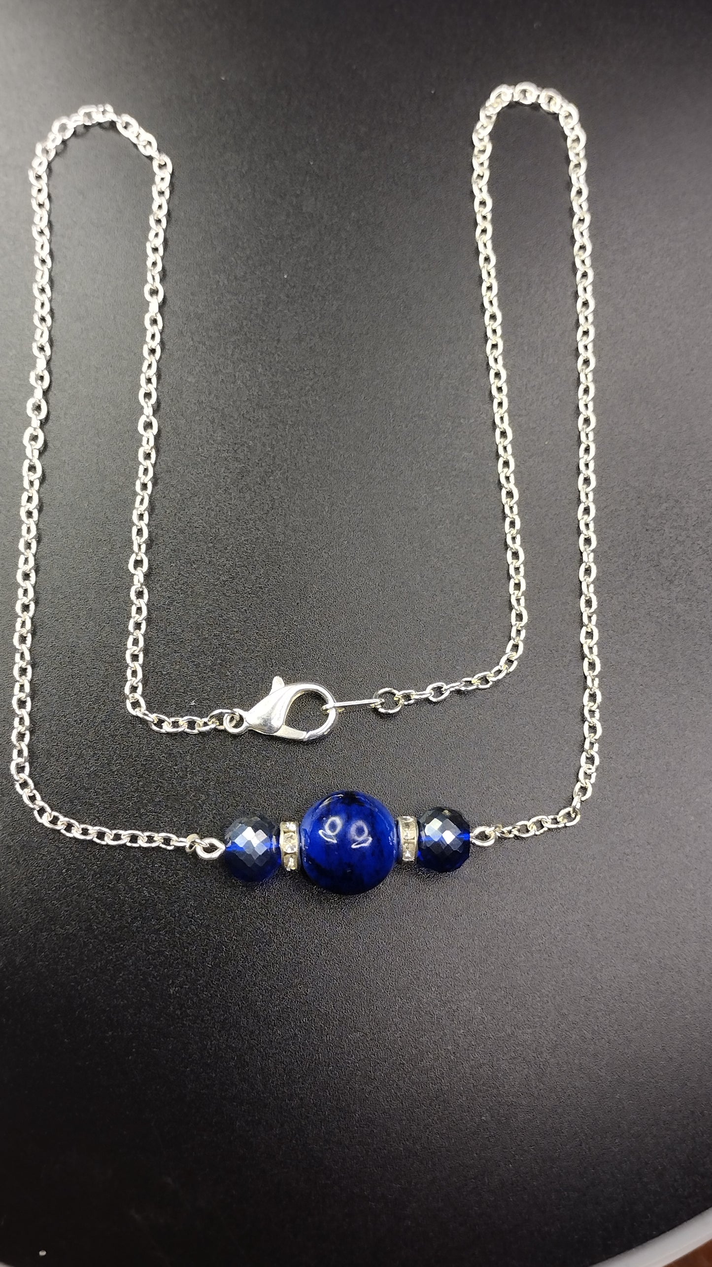 Blue Crystal Bar Necklace Pretty Pineapple Bead Pretty Pineapple Bead