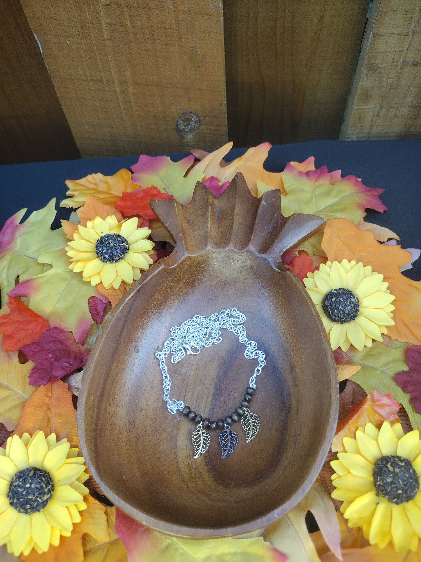 Mixed Metal Leaves Necklace