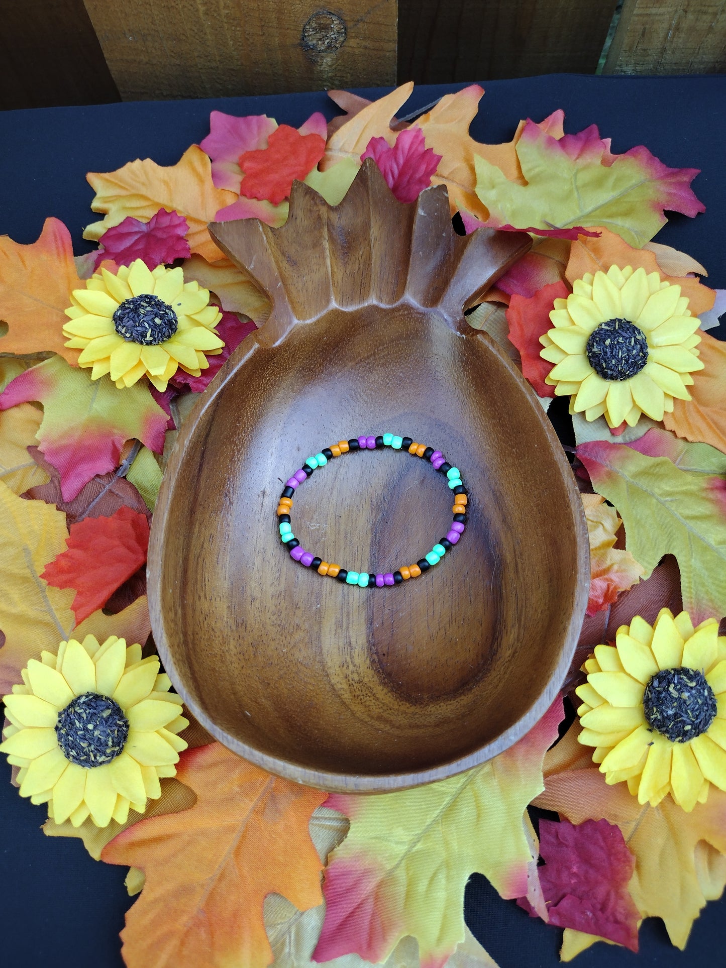 Halloween Colors Seed Bead Bracelet