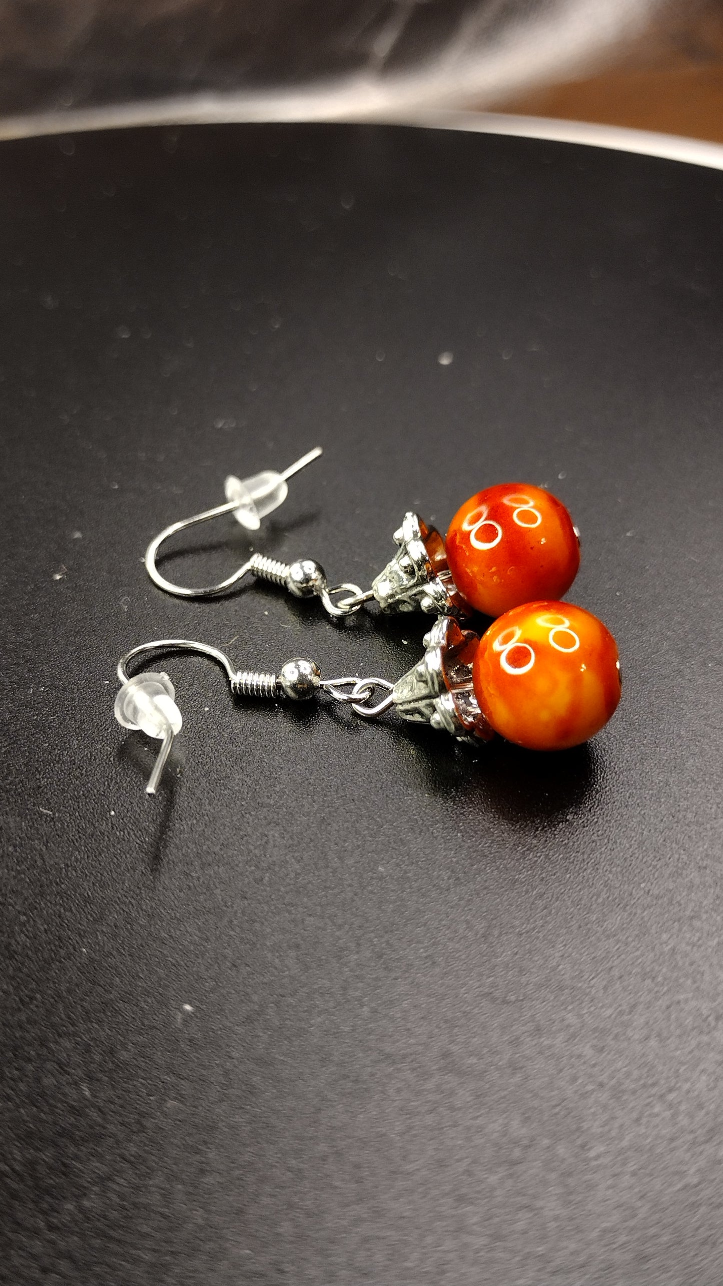 Orange Drop Earrings Pretty Pineapple Bead Pretty Pineapple Bead