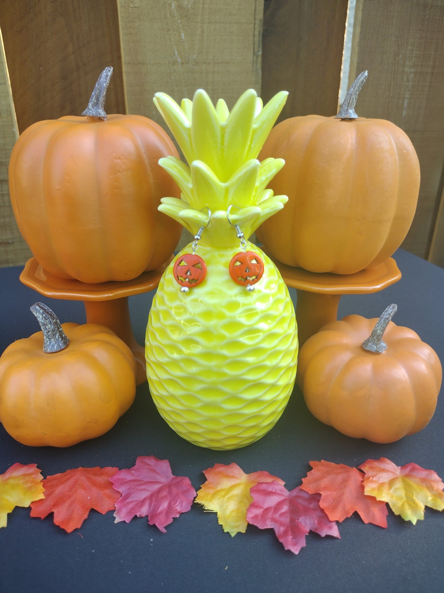 Small Jack-o'-lantern Earrings Pretty Pineapple Bead Pretty Pineapple Bead