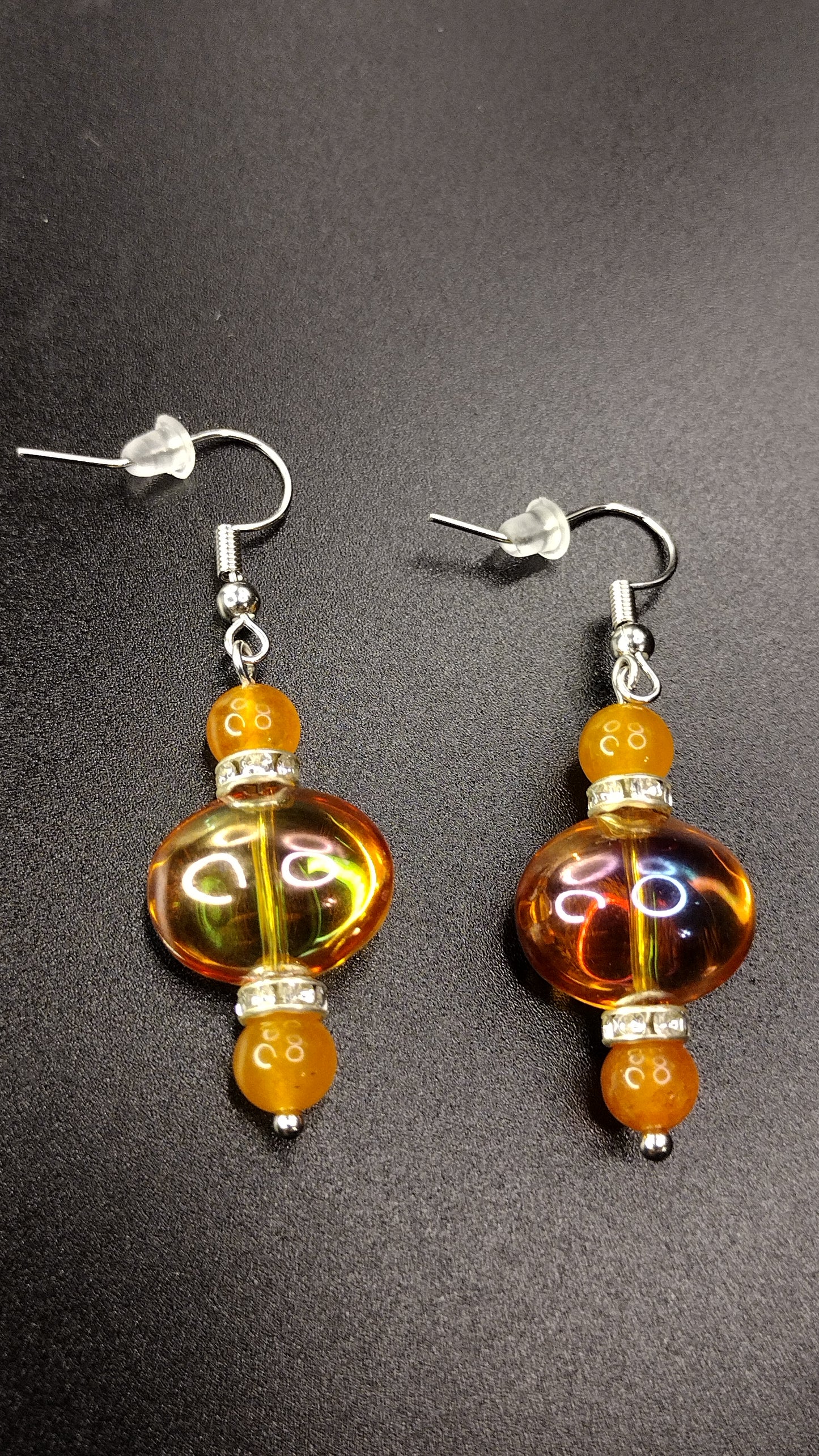 Orange Crystal Bar Earrings Pretty Pineapple Bead Pretty Pineapple Bead