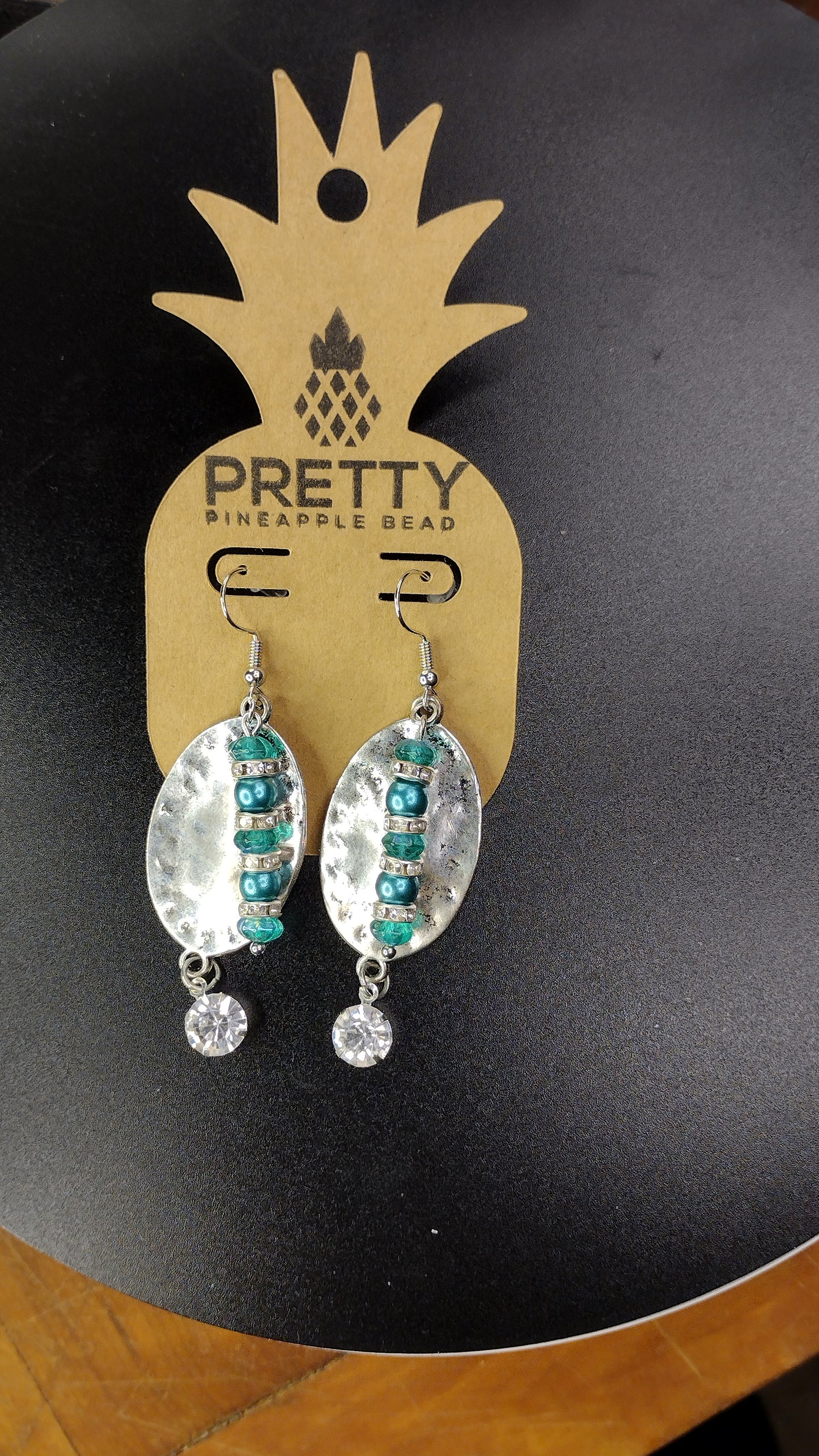 Silver & Teal Layered Drop Earrings Pretty Pineapple Bead Pretty Pineapple Bead