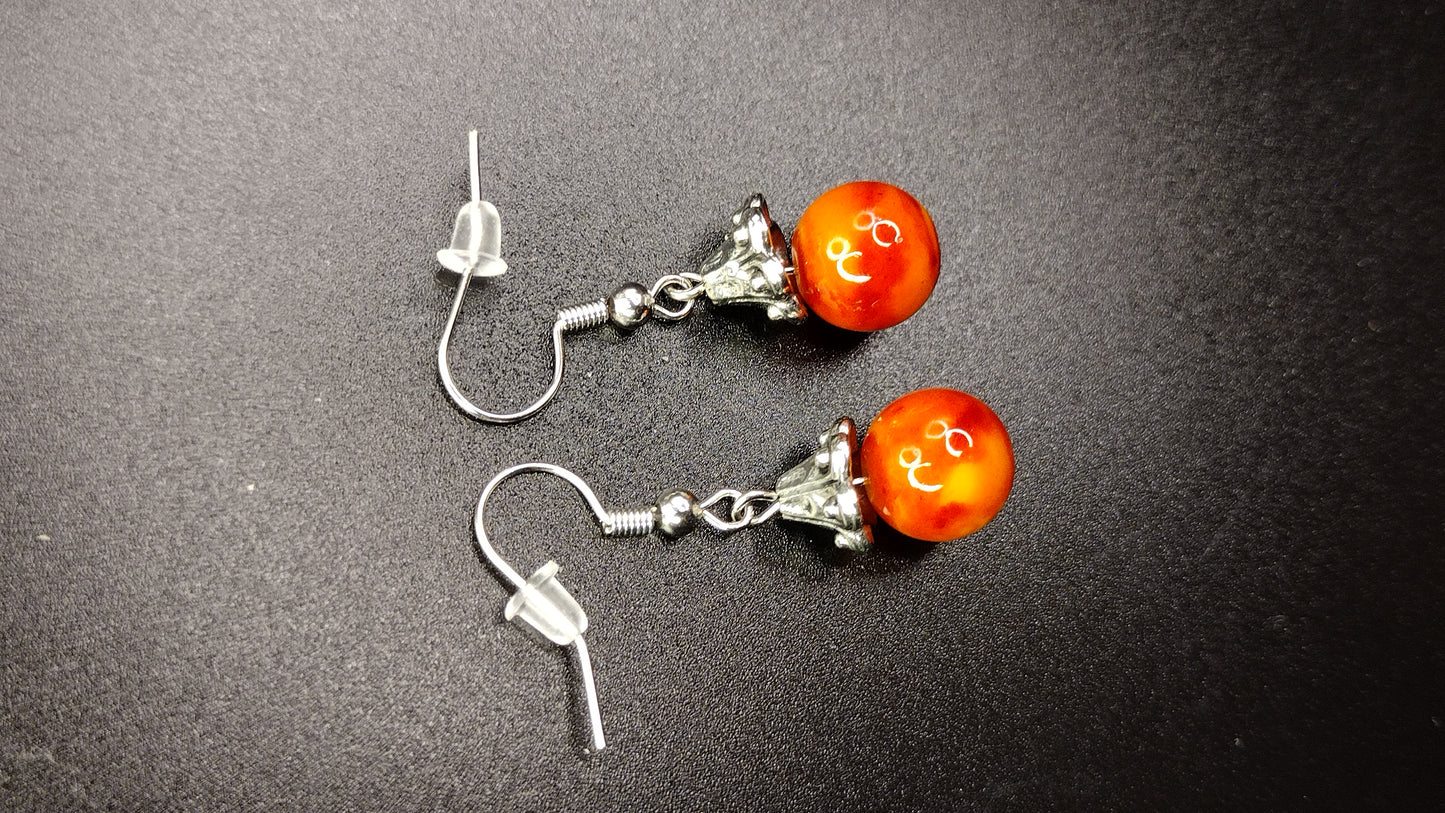 Orange Drop Earrings Pretty Pineapple Bead Pretty Pineapple Bead