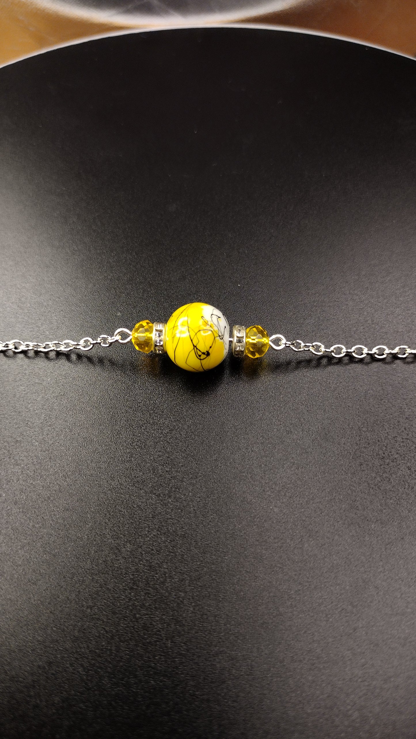 Yellow Crystal Bar Necklace Pretty Pineapple Bead Pretty Pineapple Bead
