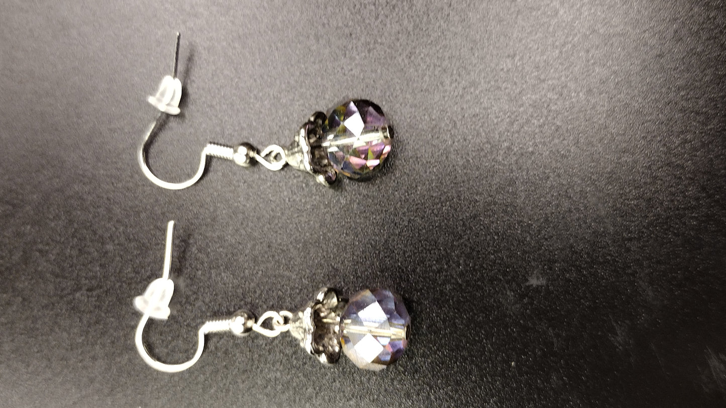 Smokey Purple Drop Earrings Pretty Pineapple Bead Pretty Pineapple Bead