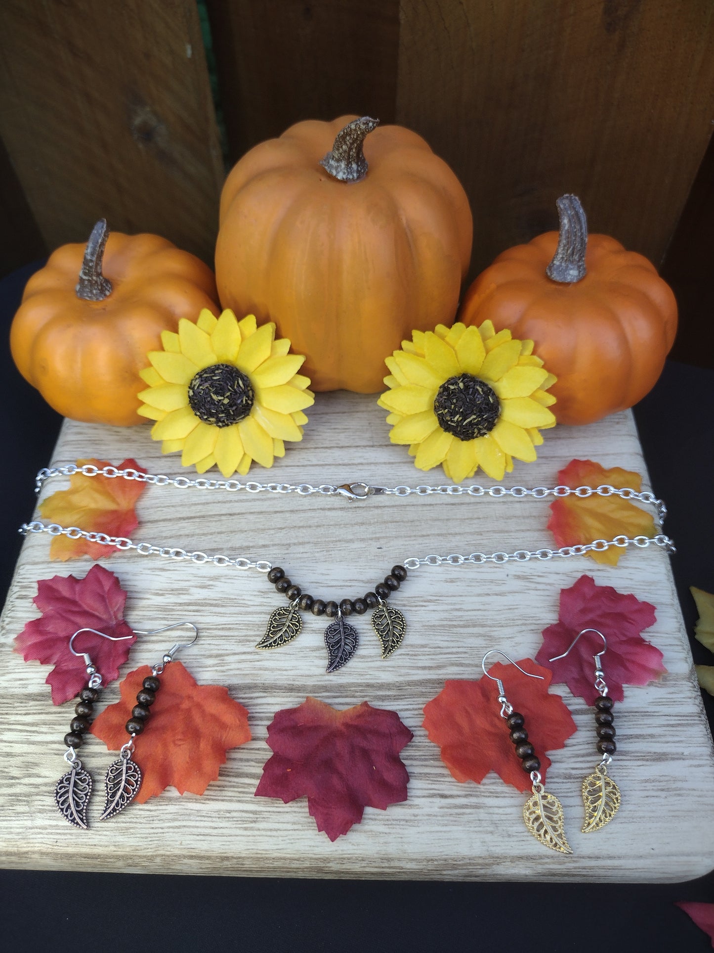 Mixed Metal Leaves Necklace