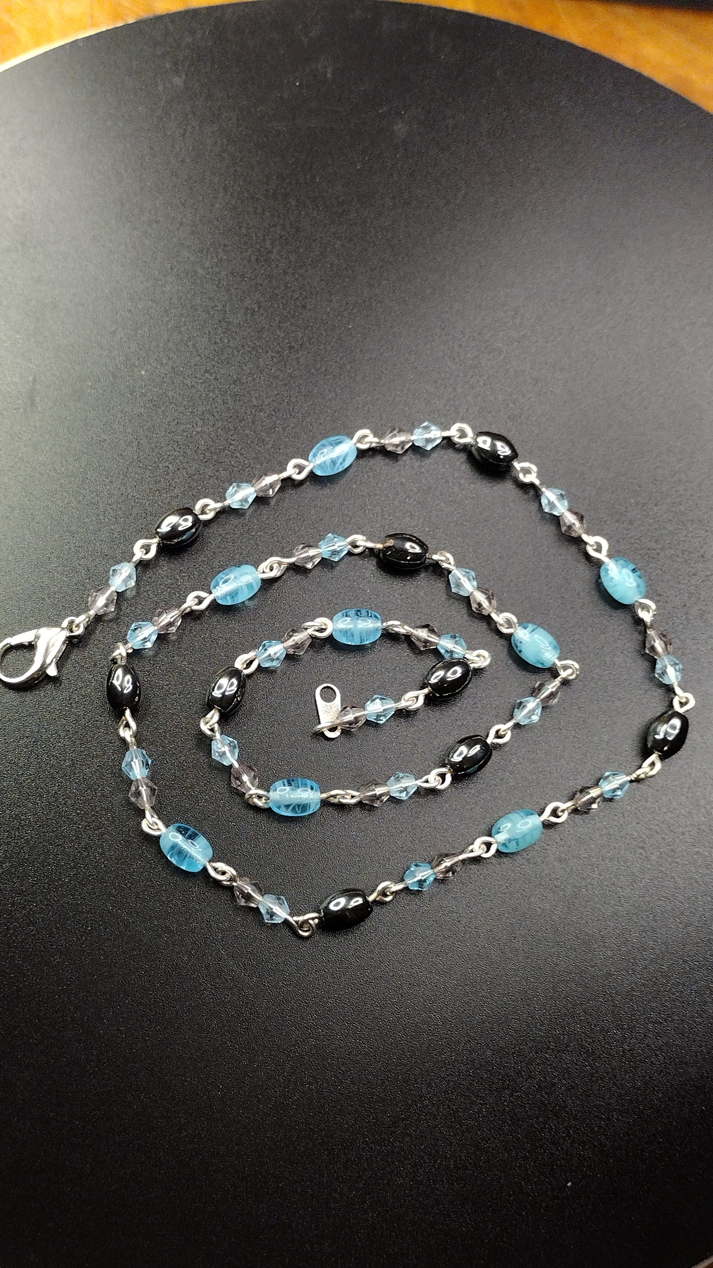 Hematite Blues Beaded Necklace Pretty Pineapple Bead Pretty Pineapple Bead