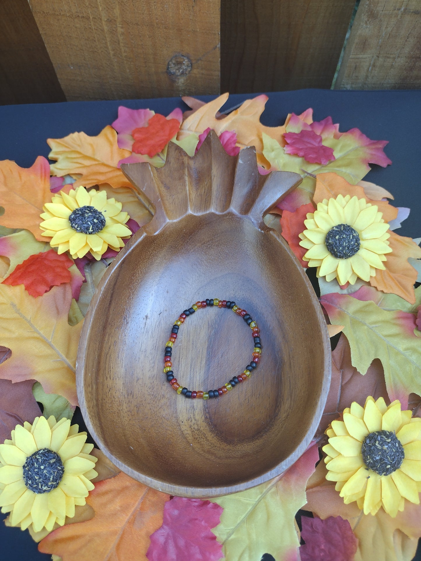 Fall Dark Colors Seed Bead Bracelet