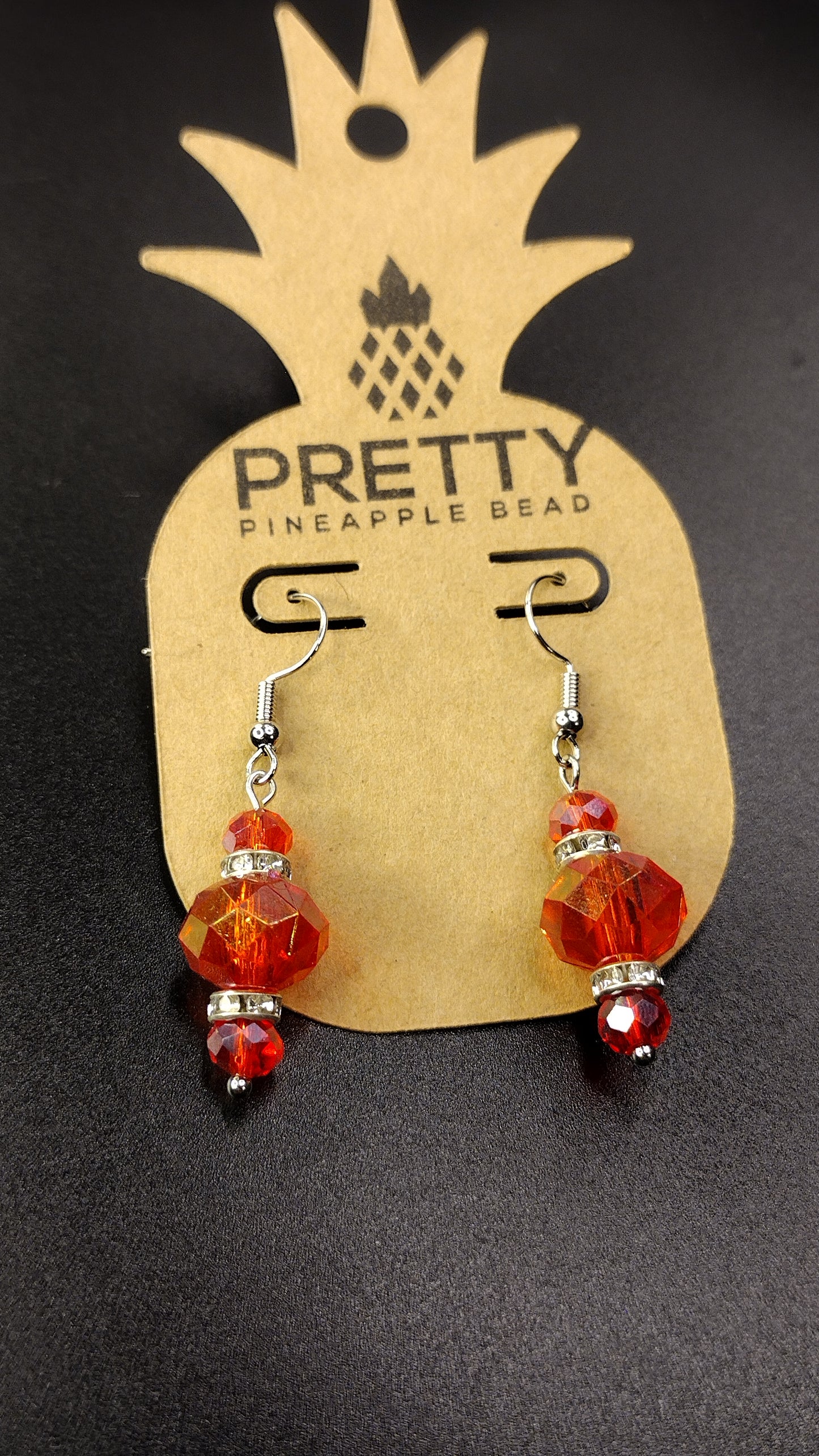 Red Crystal Bar Earrings Pretty Pineapple Bead Pretty Pineapple Bead