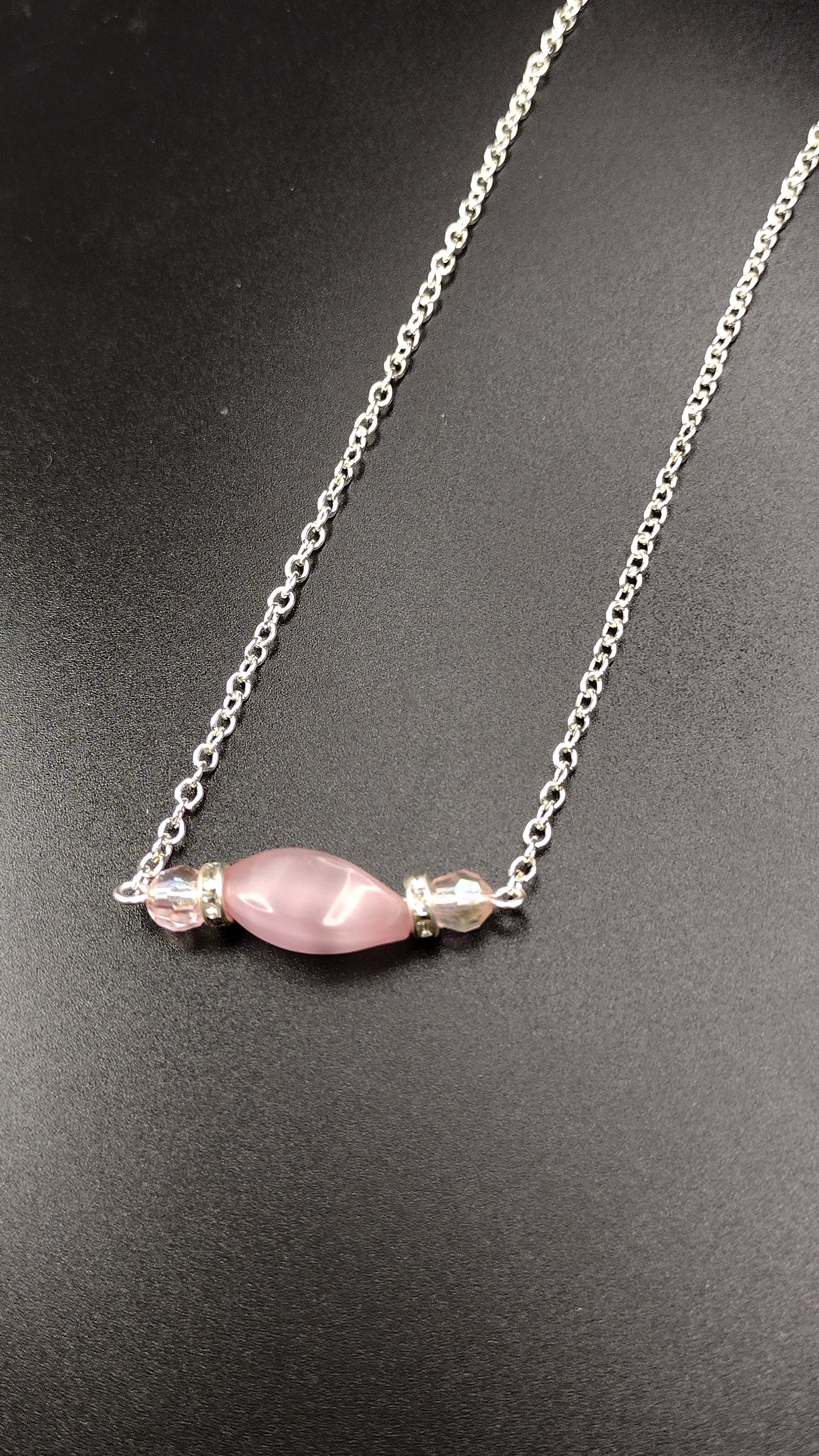 Pink Crystal Bar Necklace Pretty Pineapple Bead Pretty Pineapple Bead