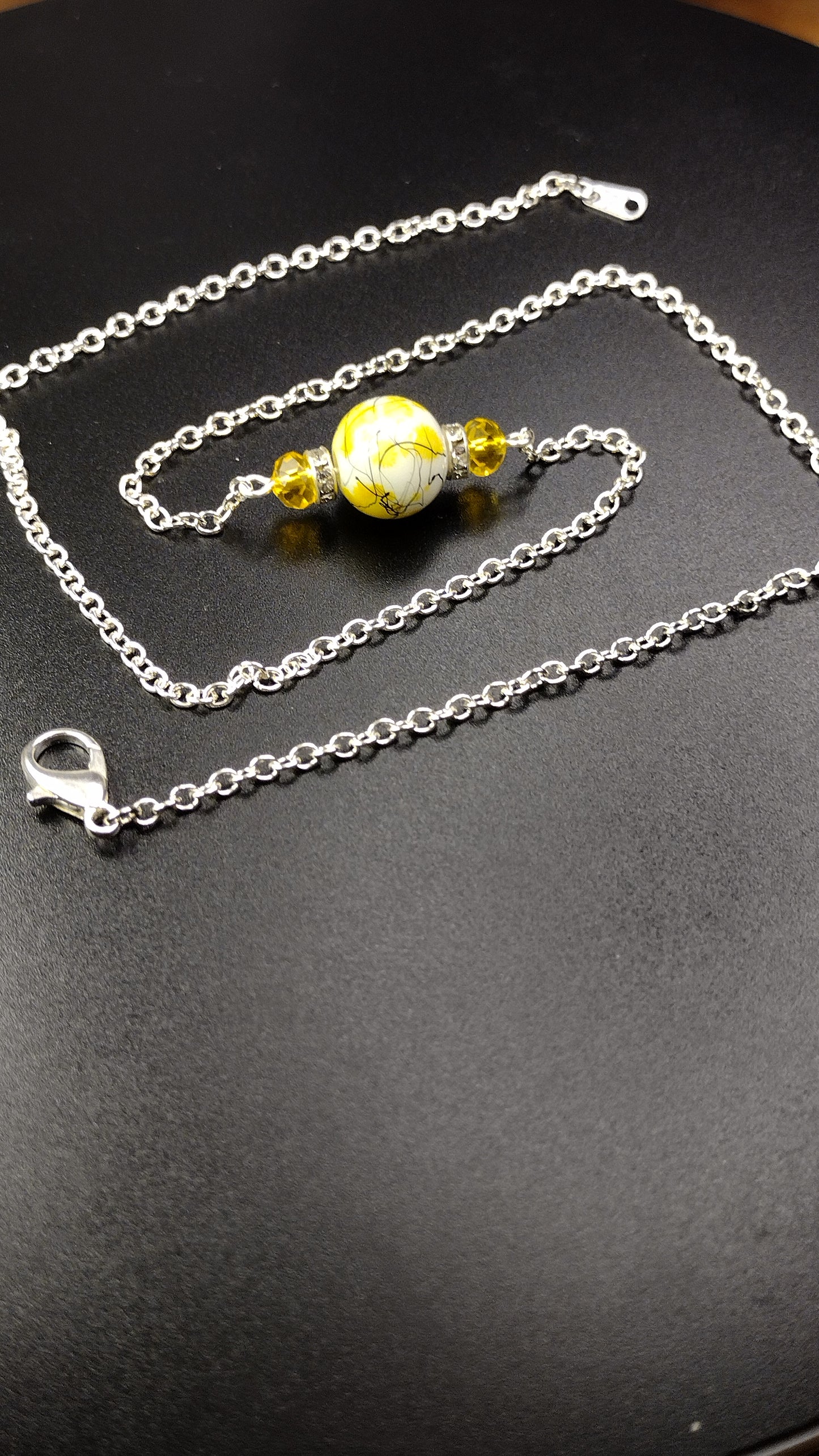 Yellow Crystal Bar Necklace Pretty Pineapple Bead Pretty Pineapple Bead