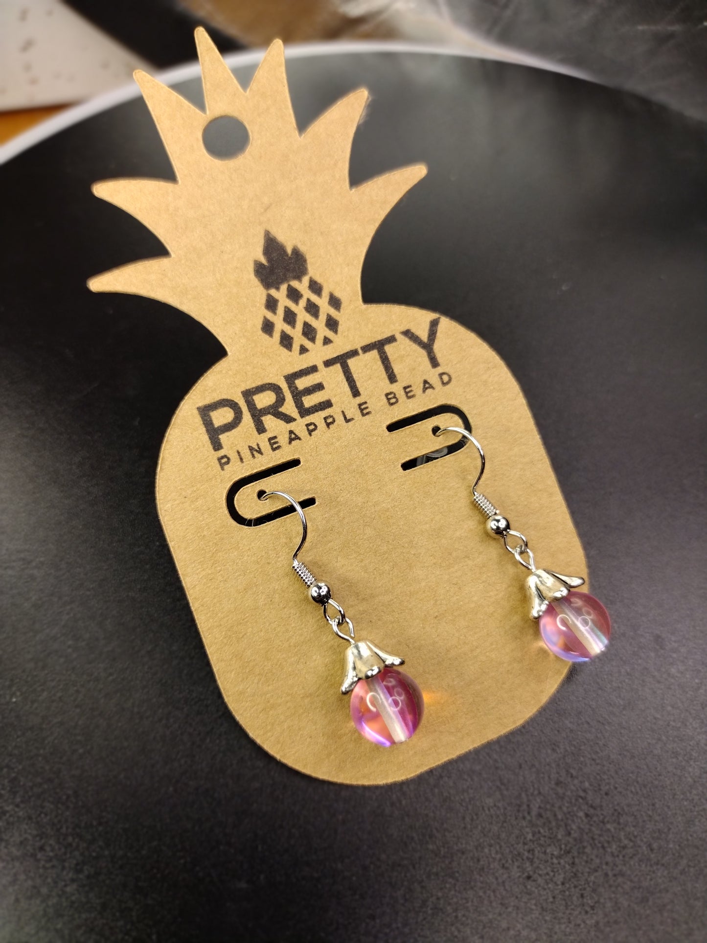 Pink Drop Earrings Pretty Pineapple Bead Pretty Pineapple Bead