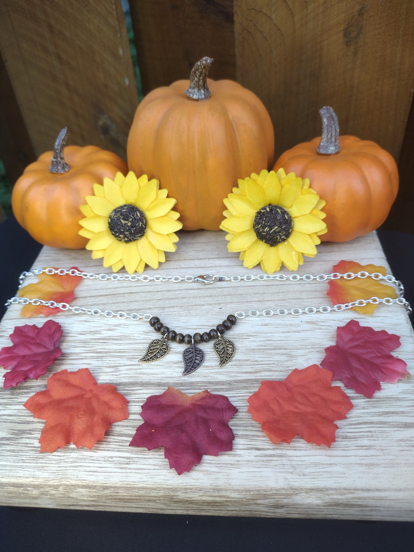 Mixed Metal Leaves Necklace