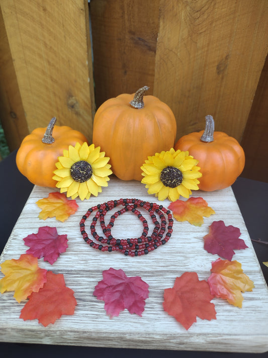 Red & Black Seed Bead Bracelet Pretty Pineapple Bead Pretty Pineapple Bead