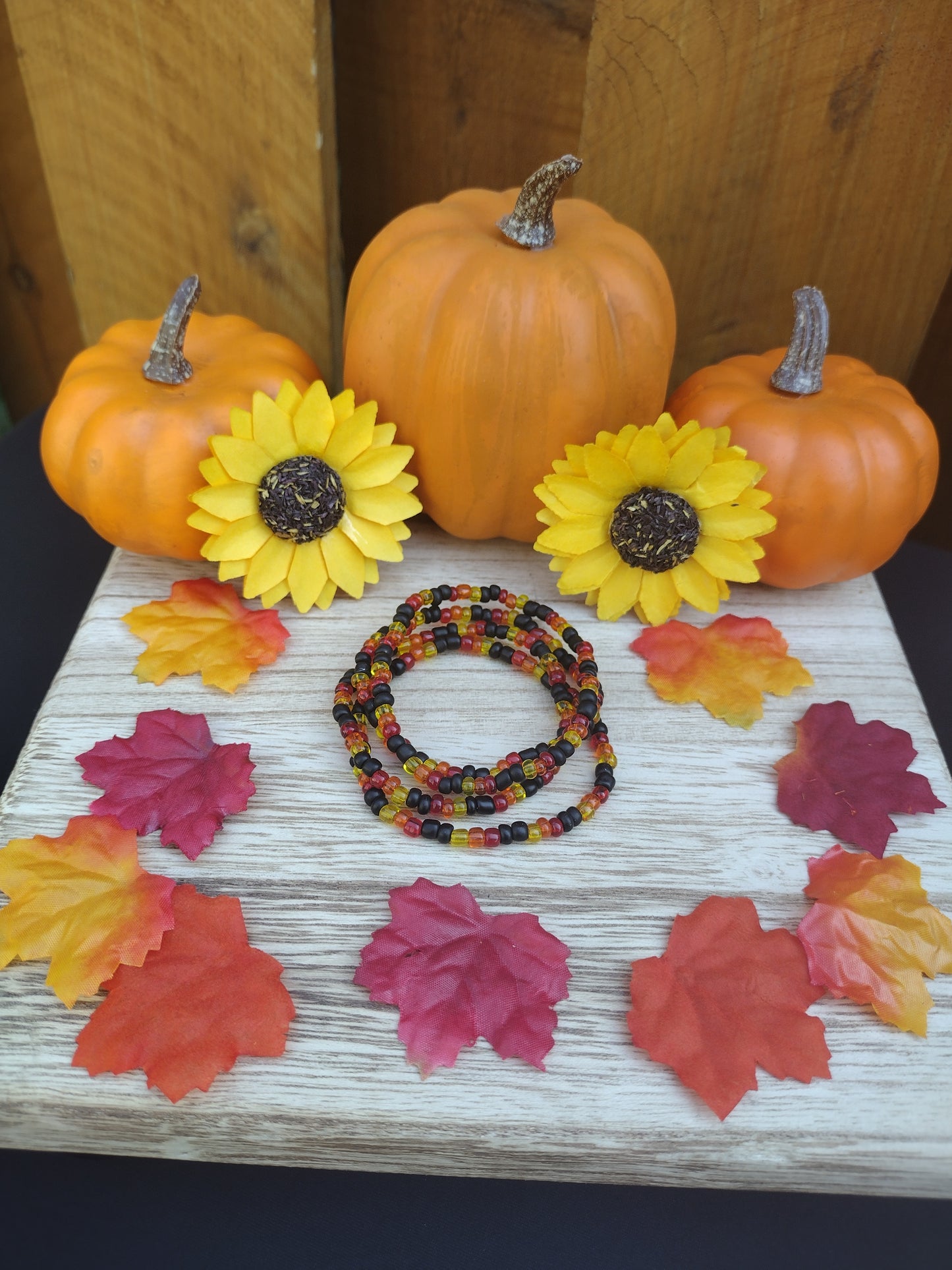 Fall Dark Colors Seed Bead Bracelet