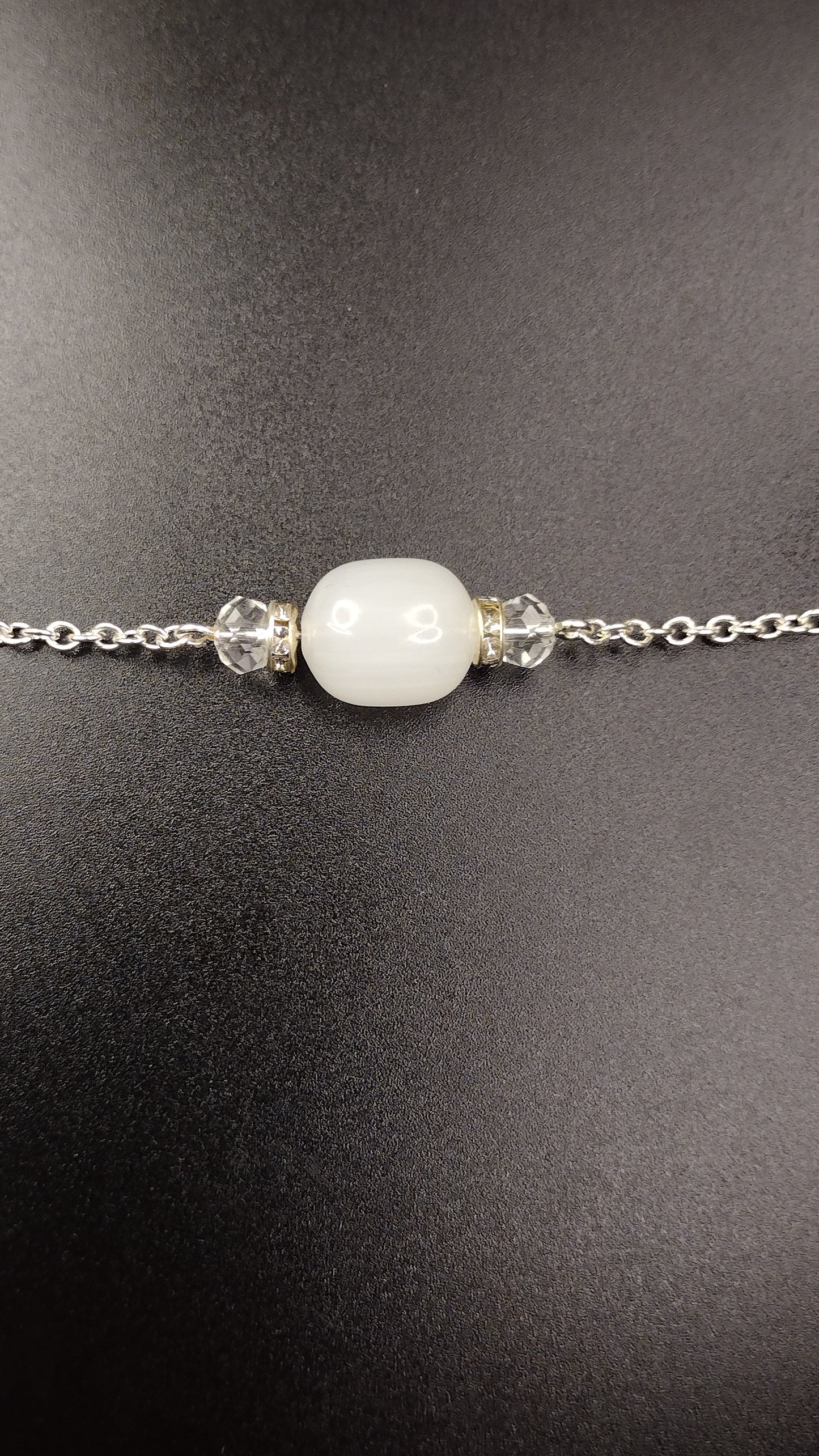 White Crystal Bar Necklace Pretty Pineapple Bead Pretty Pineapple Bead