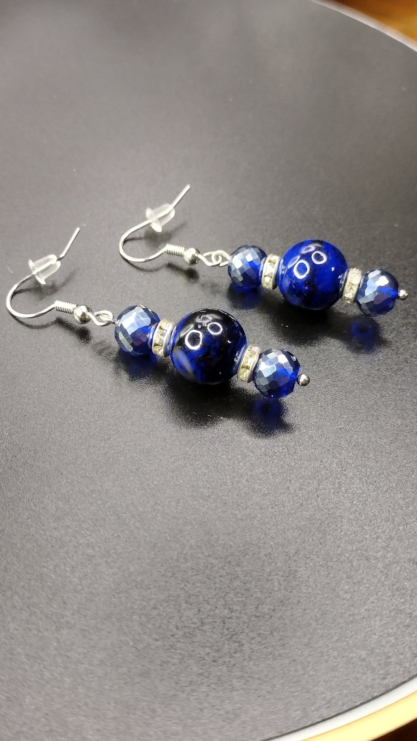 Blue Crystal Bar Earrings Pretty Pineapple Bead Pretty Pineapple Bead