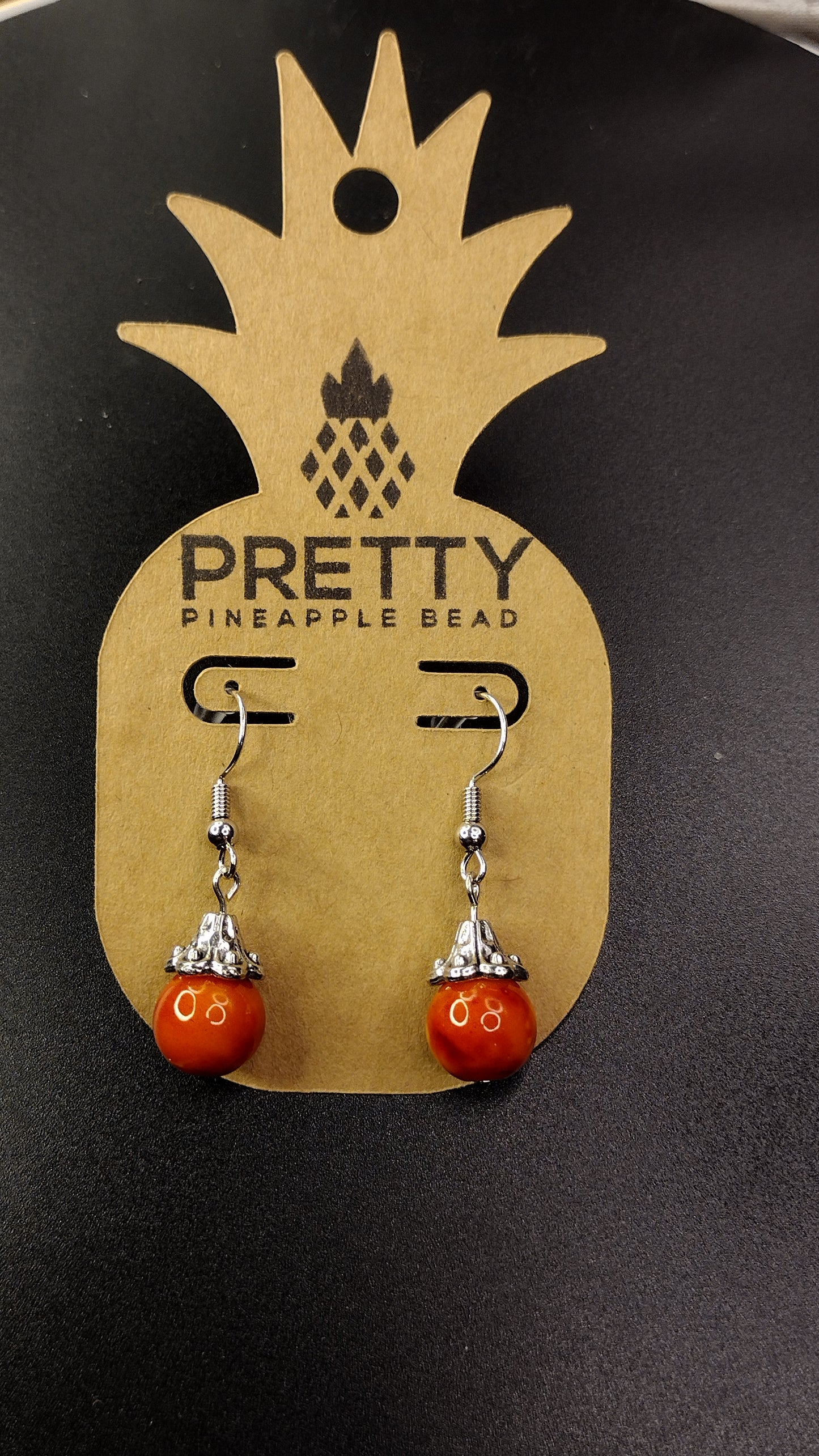 Orange Drop Earrings Pretty Pineapple Bead Pretty Pineapple Bead