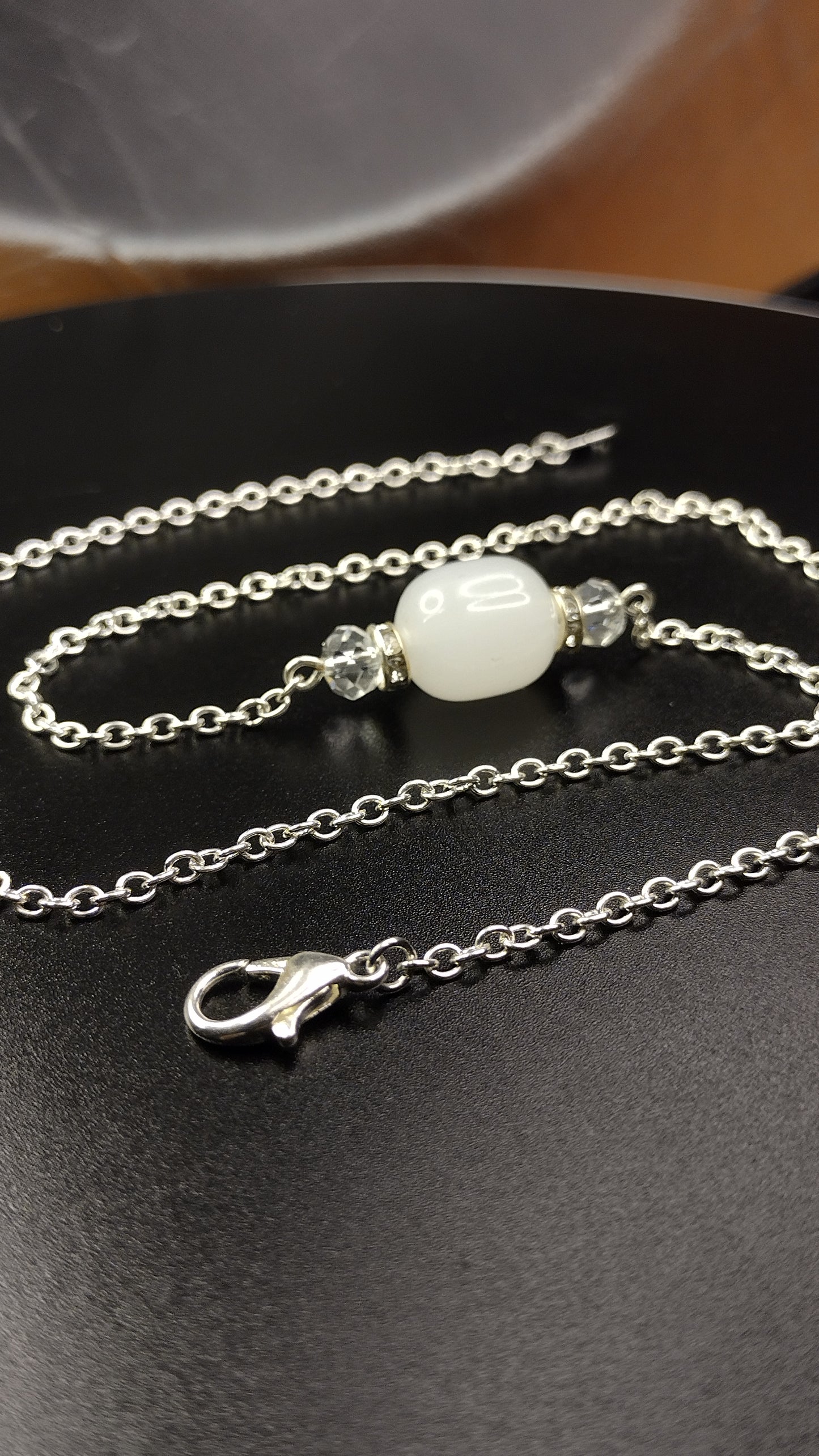 White Crystal Bar Necklace Pretty Pineapple Bead Pretty Pineapple Bead
