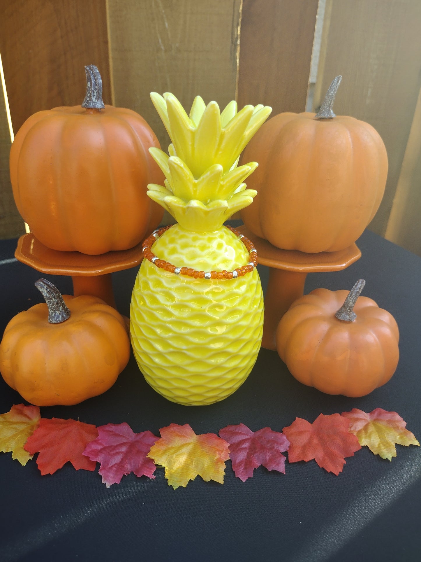 Orange Seed Bead Bracelet Pretty Pineapple Bead Pretty Pineapple Bead