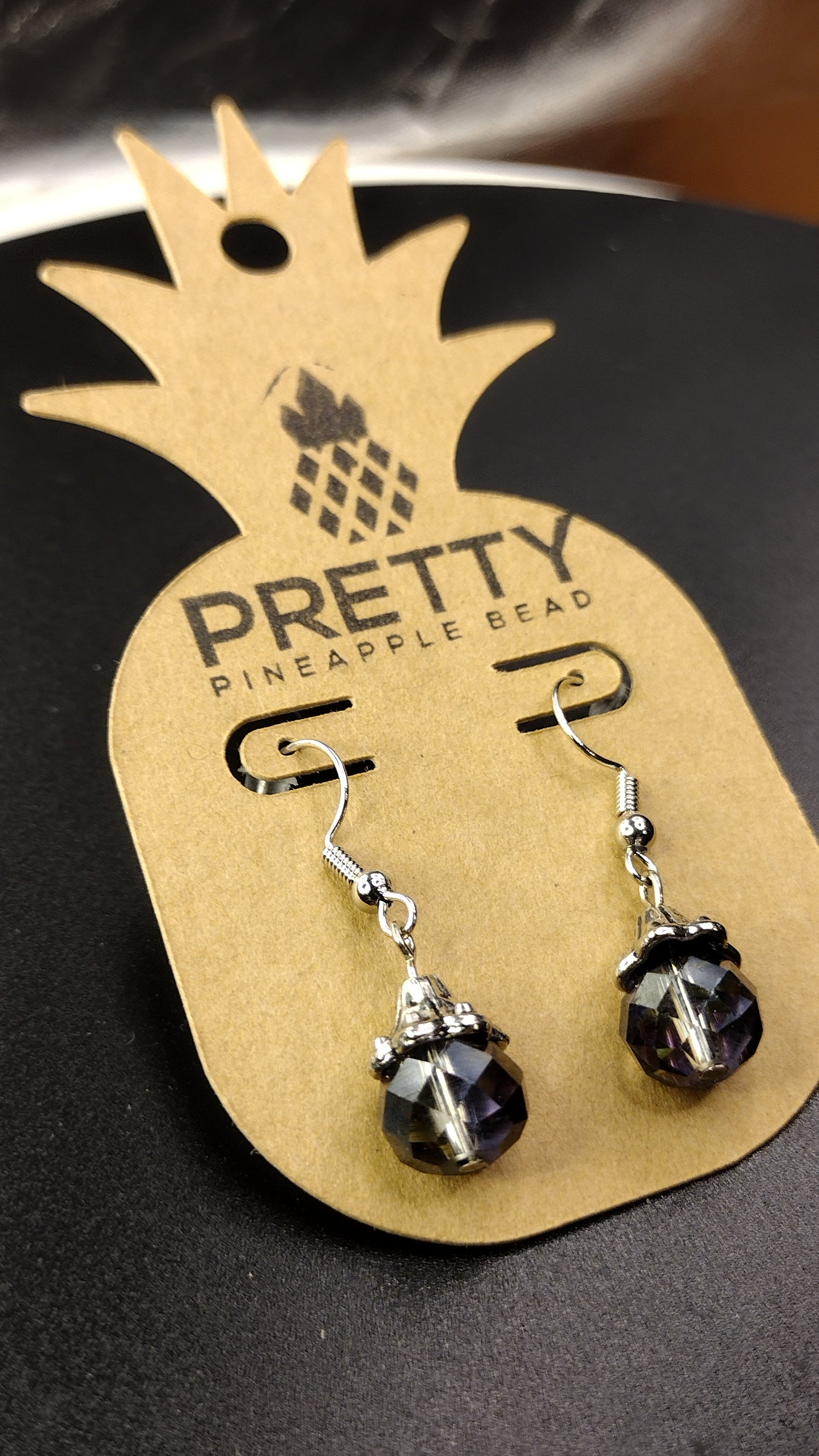 Smokey Purple Drop Earrings Pretty Pineapple Bead Pretty Pineapple Bead