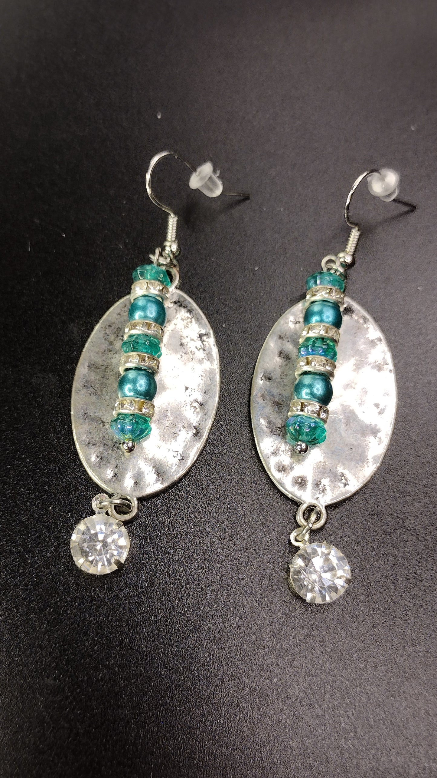 Silver & Teal Layered Drop Earrings Pretty Pineapple Bead Pretty Pineapple Bead