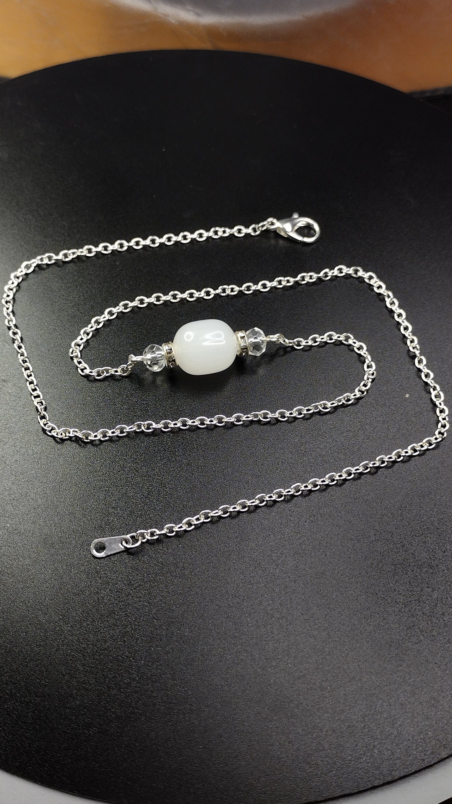 White Crystal Bar Necklace Pretty Pineapple Bead Pretty Pineapple Bead