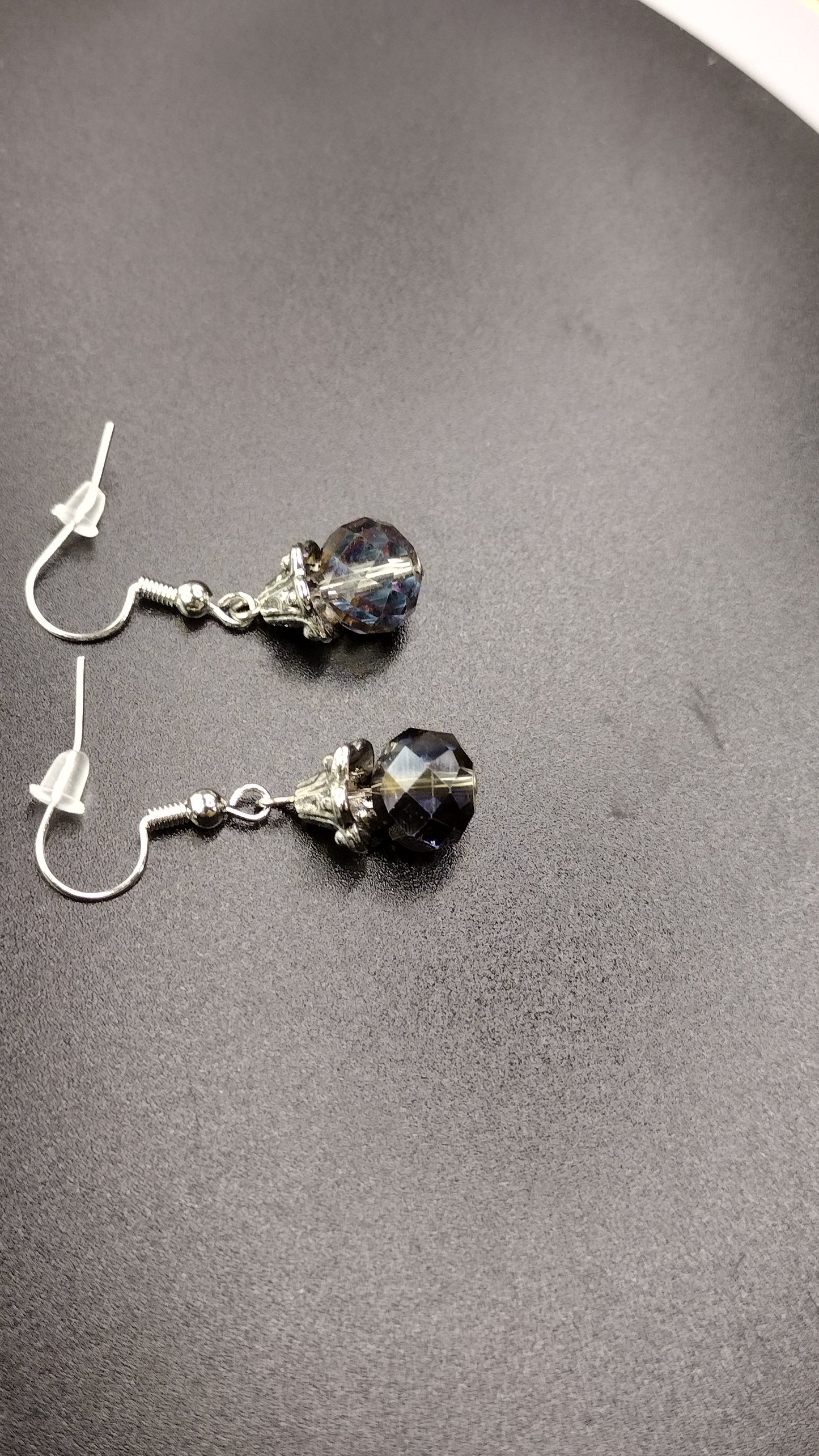 Smokey Purple Drop Earrings Pretty Pineapple Bead Pretty Pineapple Bead