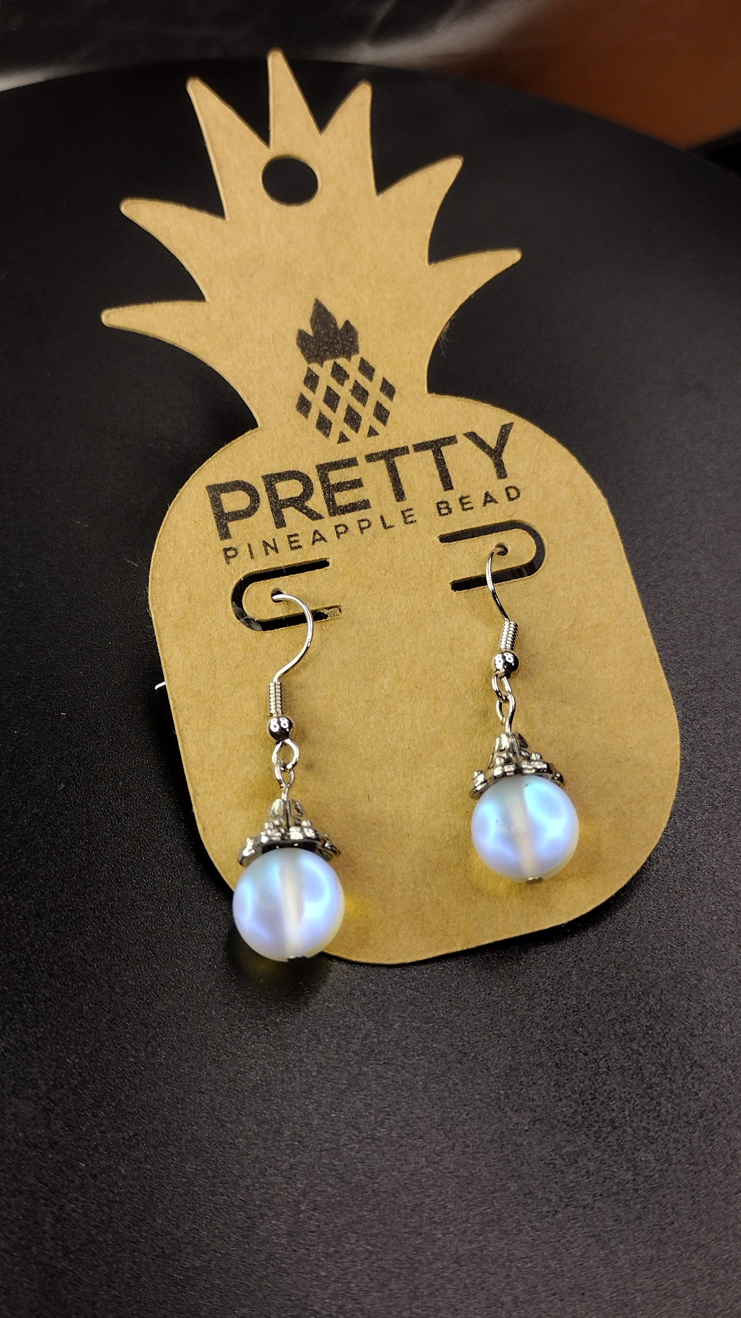 White Drop Earrings Pretty Pineapple Bead Pretty Pineapple Bead