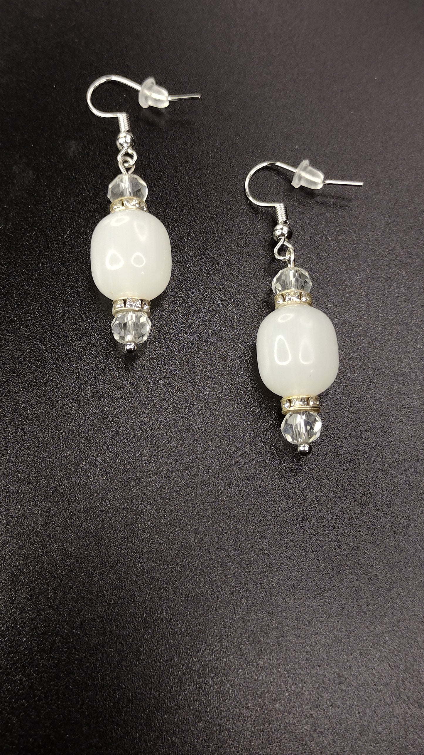White Crystal Bar Earrings Pretty Pineapple Bead Pretty Pineapple Bead