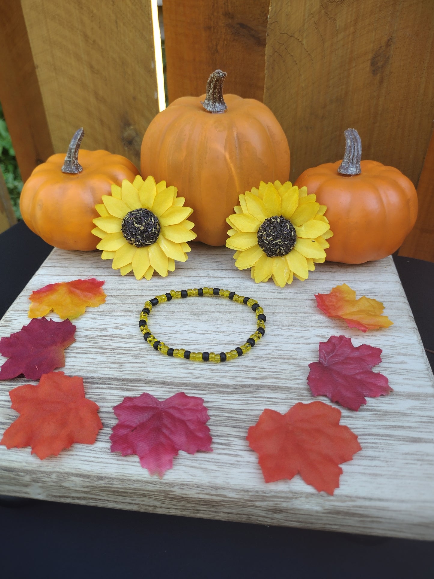 Yellow & Black Seed Bead Bracelet
