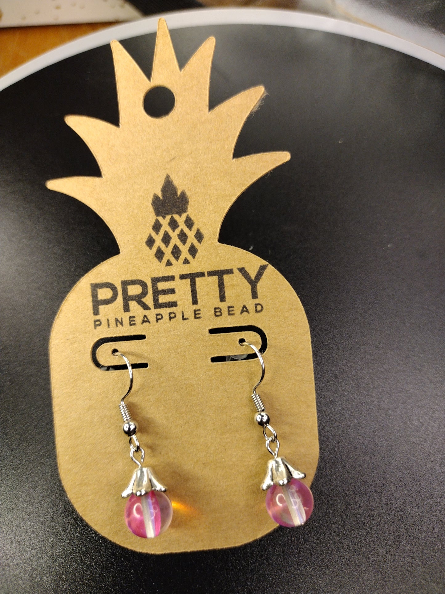 Pink Drop Earrings Pretty Pineapple Bead Pretty Pineapple Bead