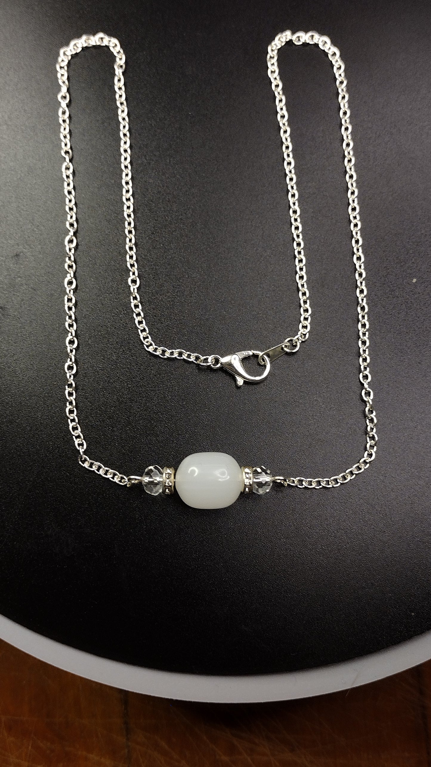 White Crystal Bar Necklace Pretty Pineapple Bead Pretty Pineapple Bead