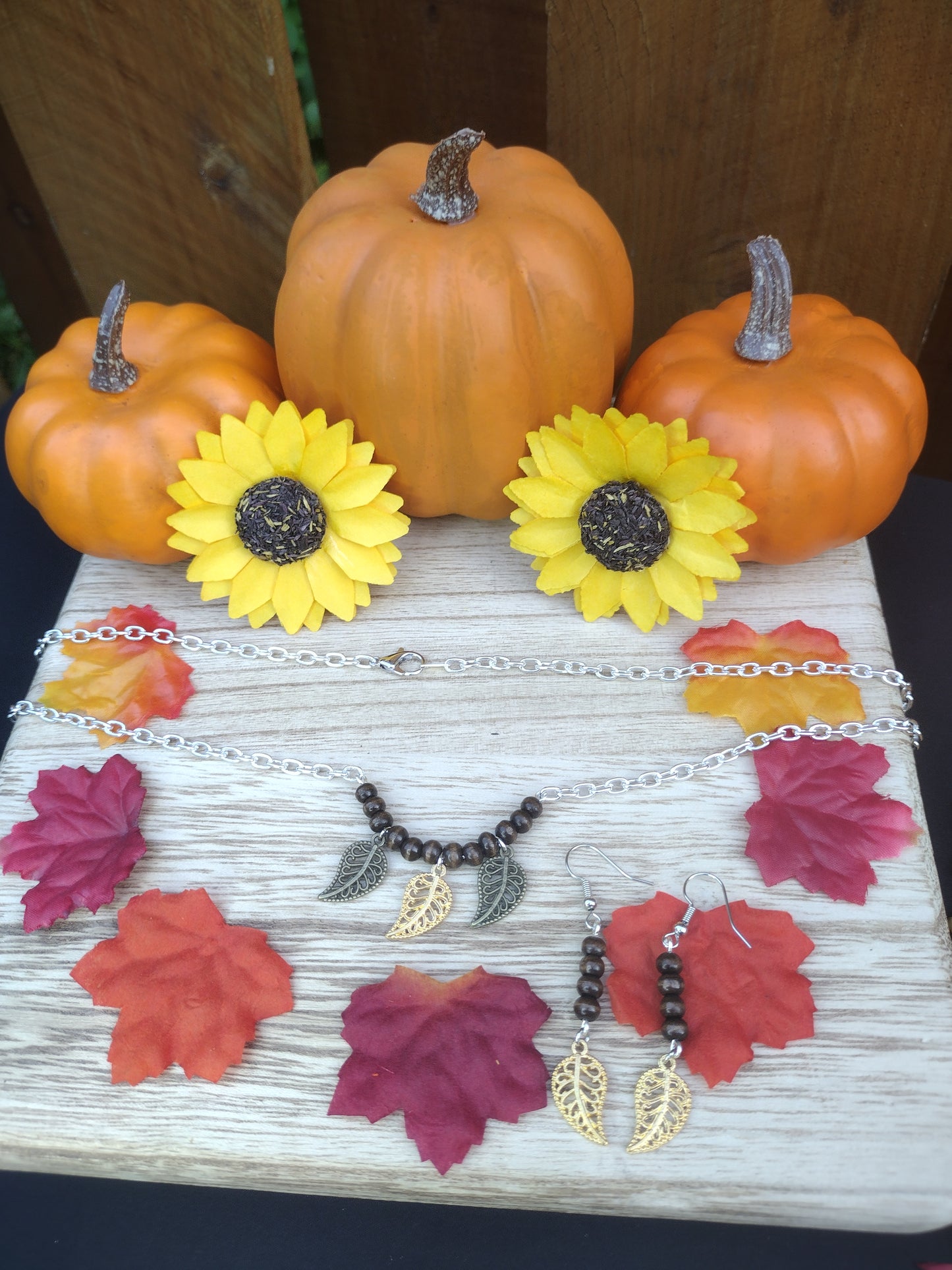 Mixed Metal Leaves Necklace