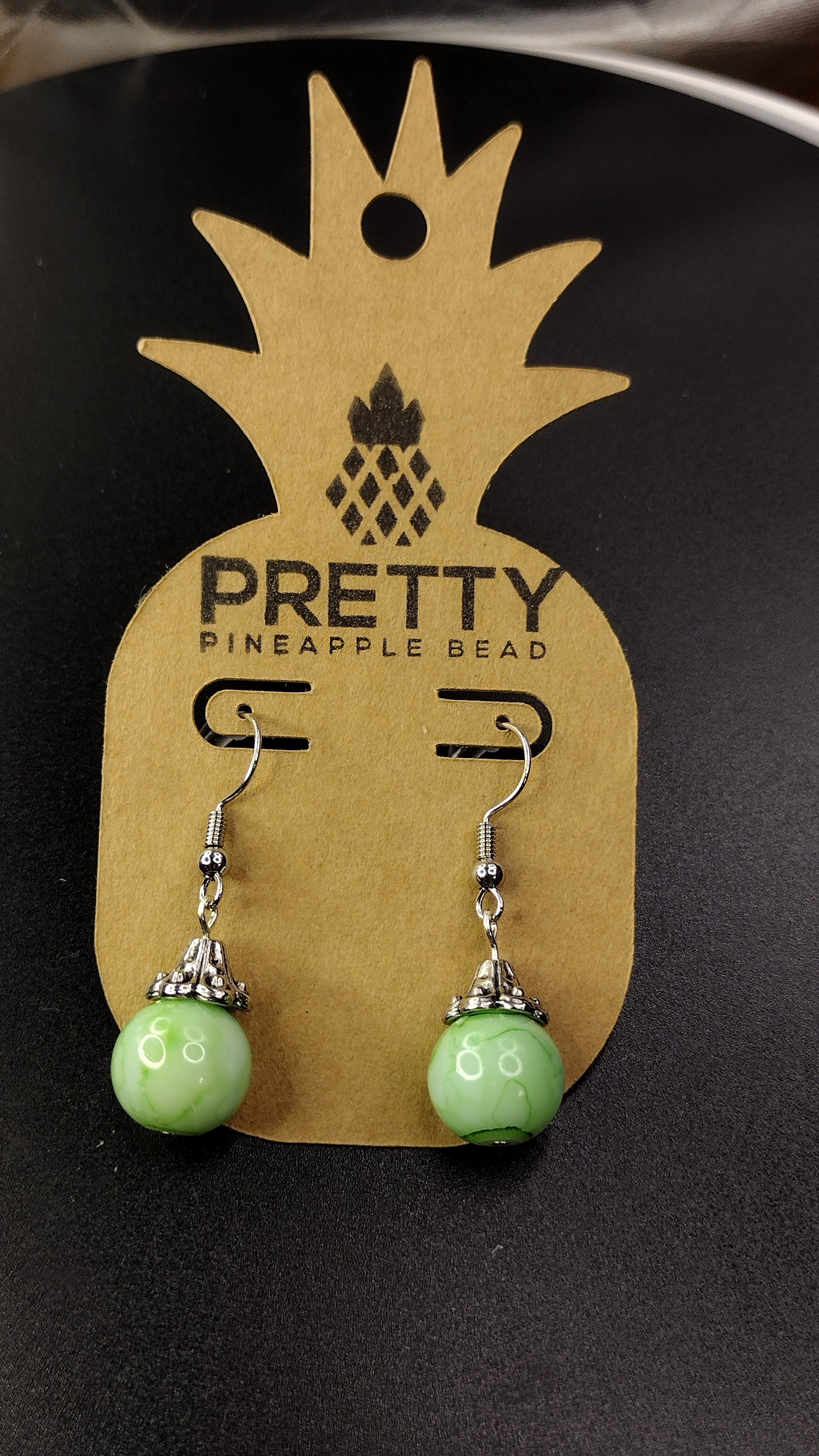 Green Drop Earrings Pretty Pineapple Bead Pretty Pineapple Bead