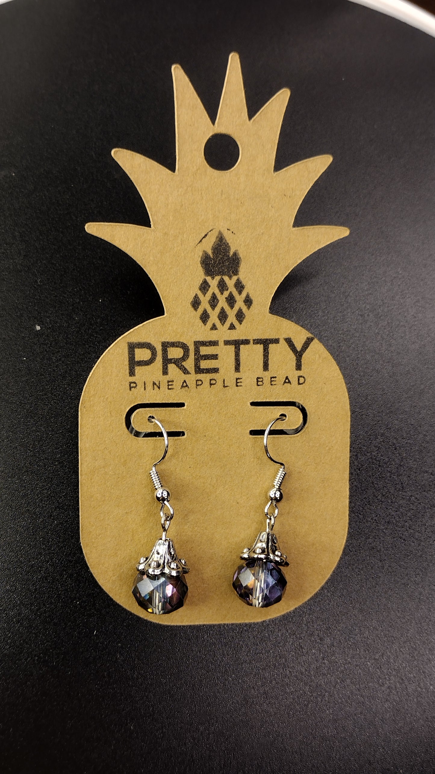 Smokey Purple Drop Earrings Pretty Pineapple Bead Pretty Pineapple Bead